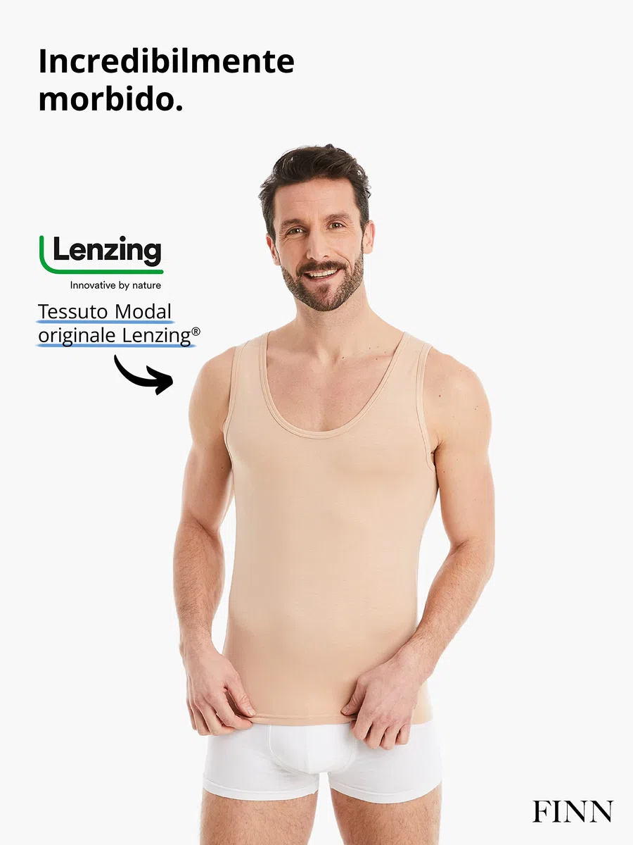 FINN Maglietta Intima Business Uomo Senza Maniche - Maglia Sottogiacca in Originale Tessuto Lenzing® Modal - La Canottiera Perfetta sotto Camicia e Abito