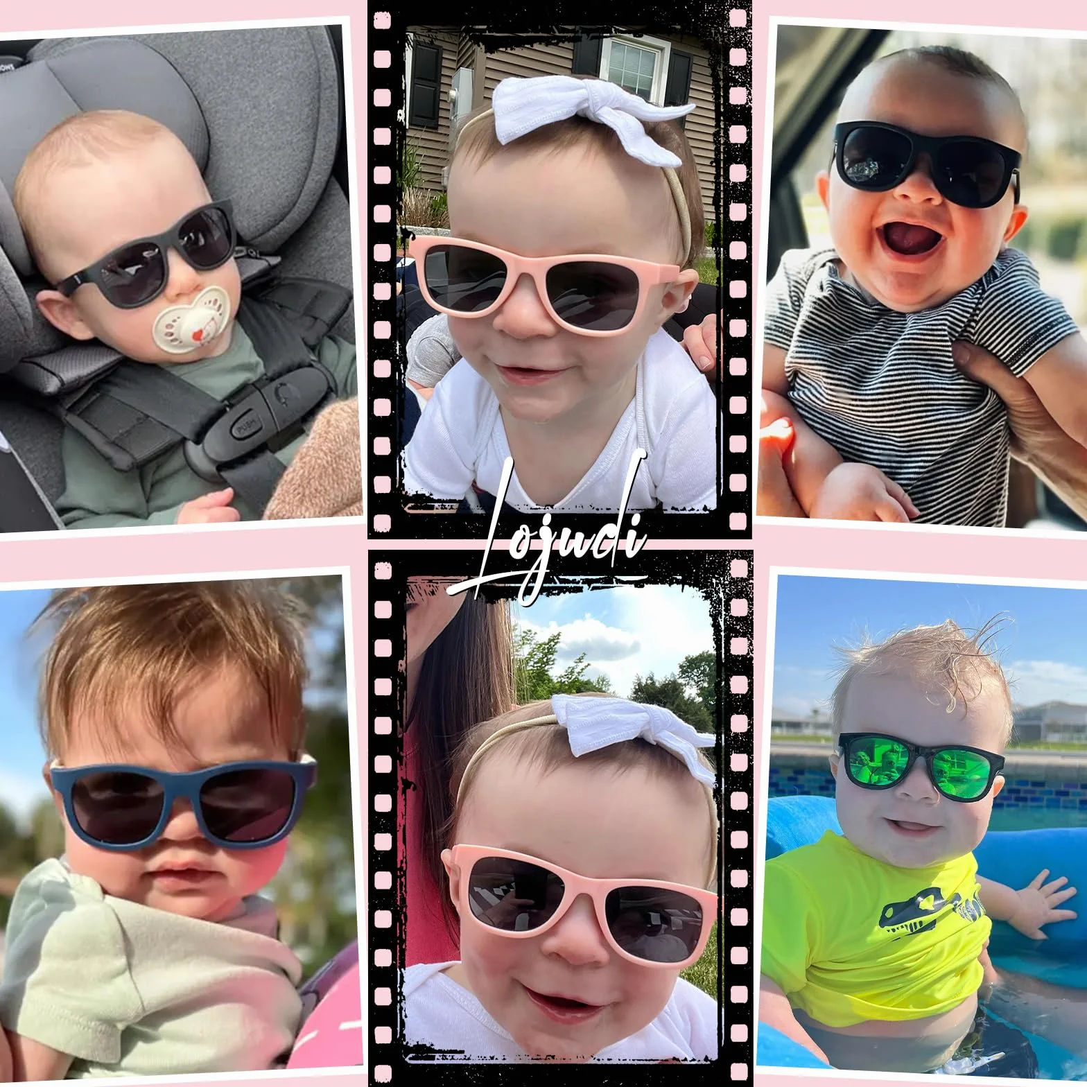 Occhiali da sole per bambini 0-24 mesi – Polarizzati con cinturino in silicone flessibile regolabile montatura in silicone per occhiali da sole bambino 0-2 anni protezione UV