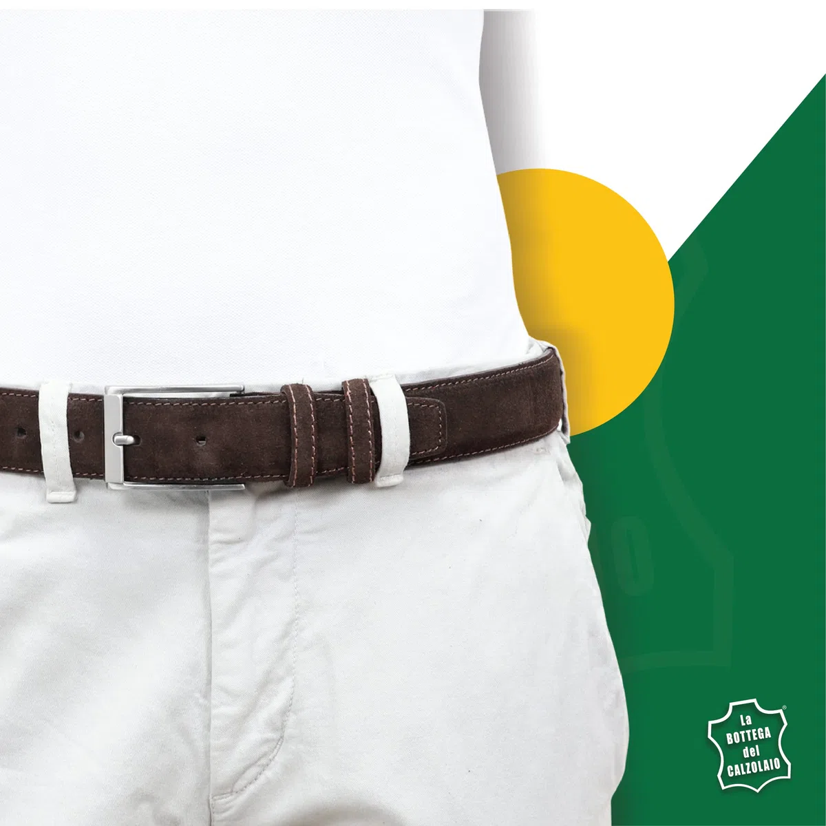La Bottega del Calzolaio Cintura Uomo in Vera Pelle Scamosciata Made in Italy – Cintura Artigianale Elegante Stile Classico per Abbigliamento Casual o Formale – Accessorio di Alta Qualità