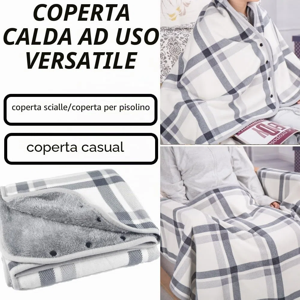 JEMPET Coperta in lana con bottoni - Confortevole poncho Coperta in flanella scialle - Coperte senza maniche in peluche per donne e uomini (grigio)
