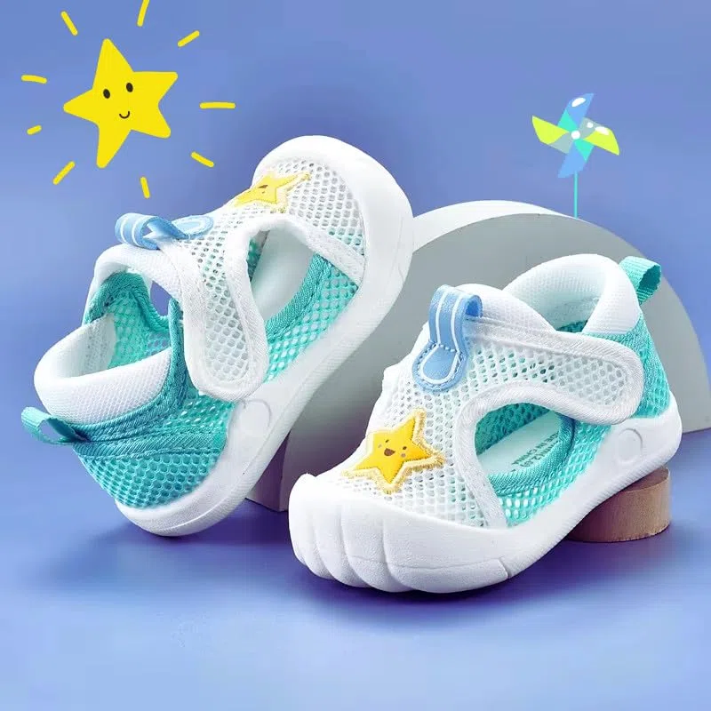 OrJana Sandali per Bambini con Rete Traspirante, Chiusura a Strappo, suola fessibile antiscivolo, Scarpine Primi Passi