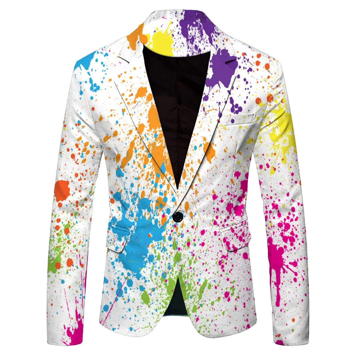 Giacca arcobaleno, da uomo, per feste, smoking, carnevale, stampa arcobaleno, alla moda, per clubwear anni '70 e '80