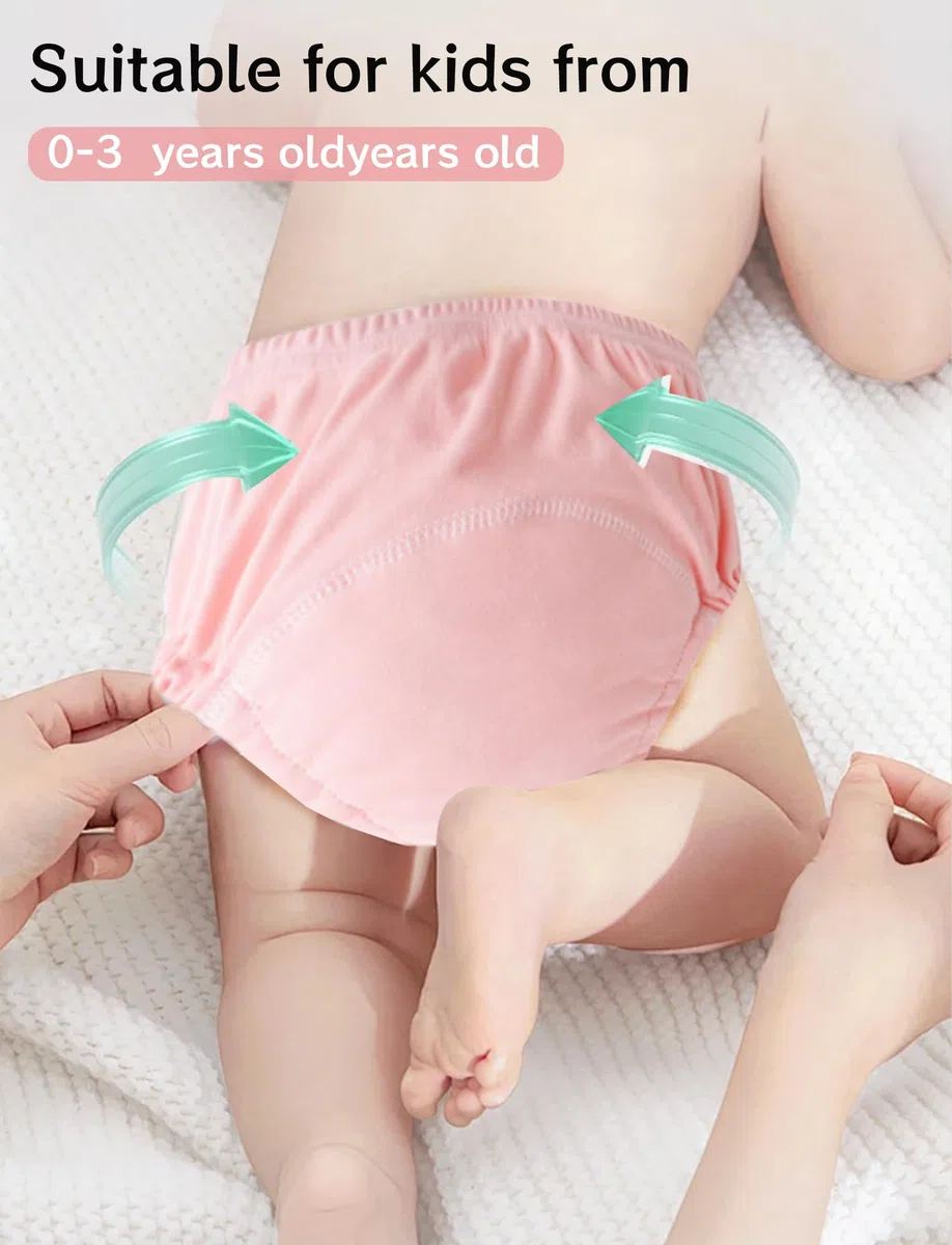 SEAUR Biancheria intima per neonata, set di 6 mutandine in cotone, per allenamento, bambino, per bambini, comode, tinta unita