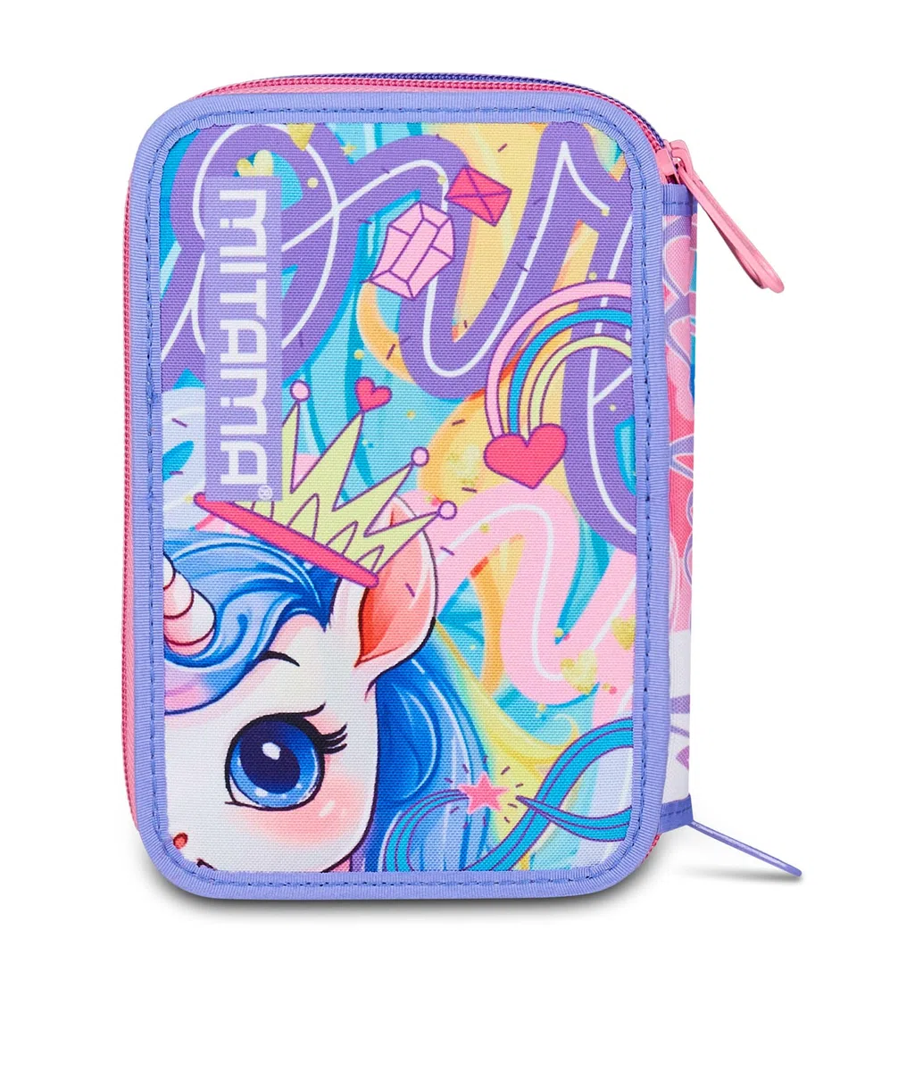 Mitama Astuccio Scuola 3 Scomparti, TRIPLO RAINBOW DREAM, Contenuto 47 pz, Completo di Matite, Pennarelli, Portapenne Scuola Elementare Bambina