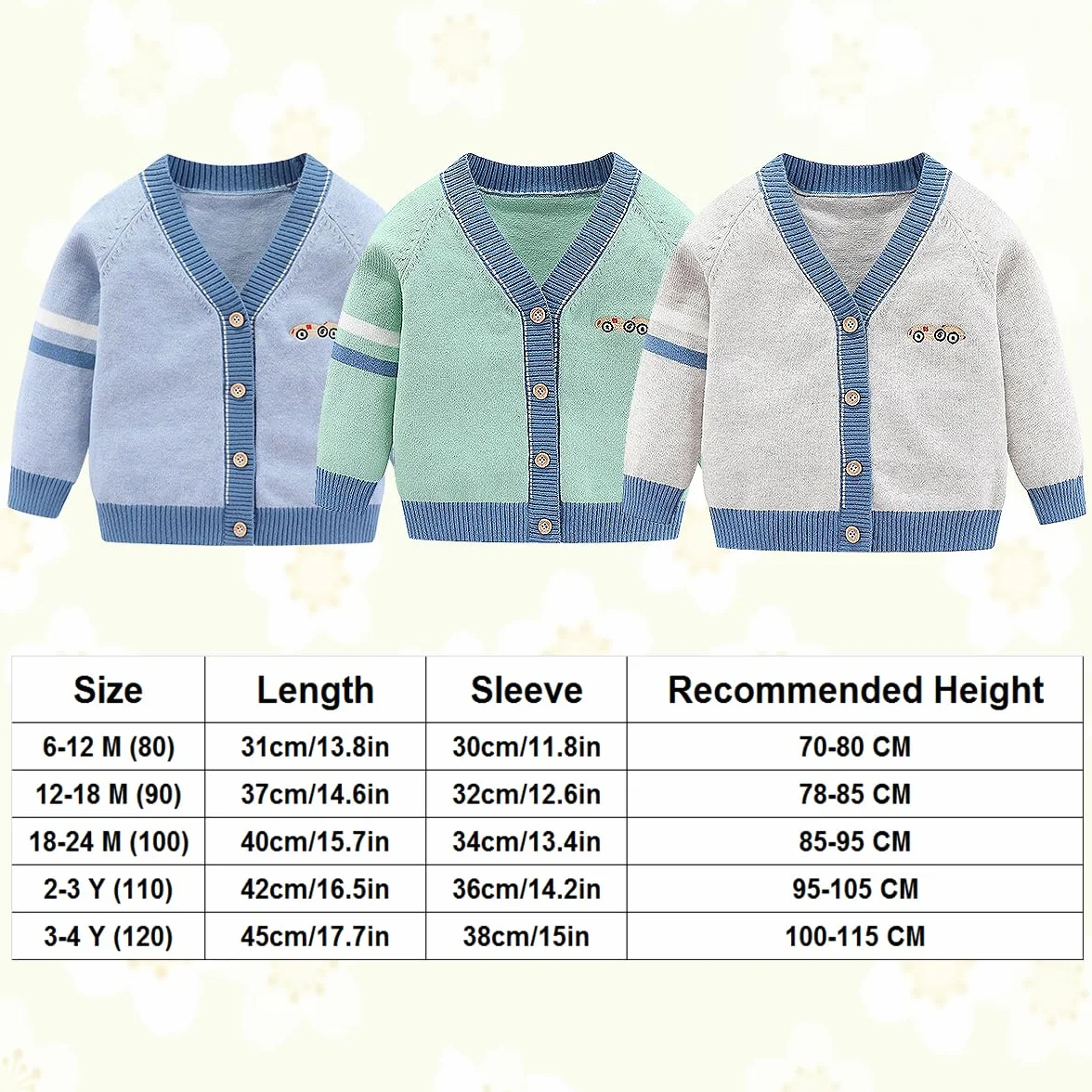 Bambino Ragazzo Cardigan Maglione in Cotone con Scollo a V per Bambini Giacca a Maniche Lunghe da Bambino in Maglia con Bottoni per l'Autunno Inverno