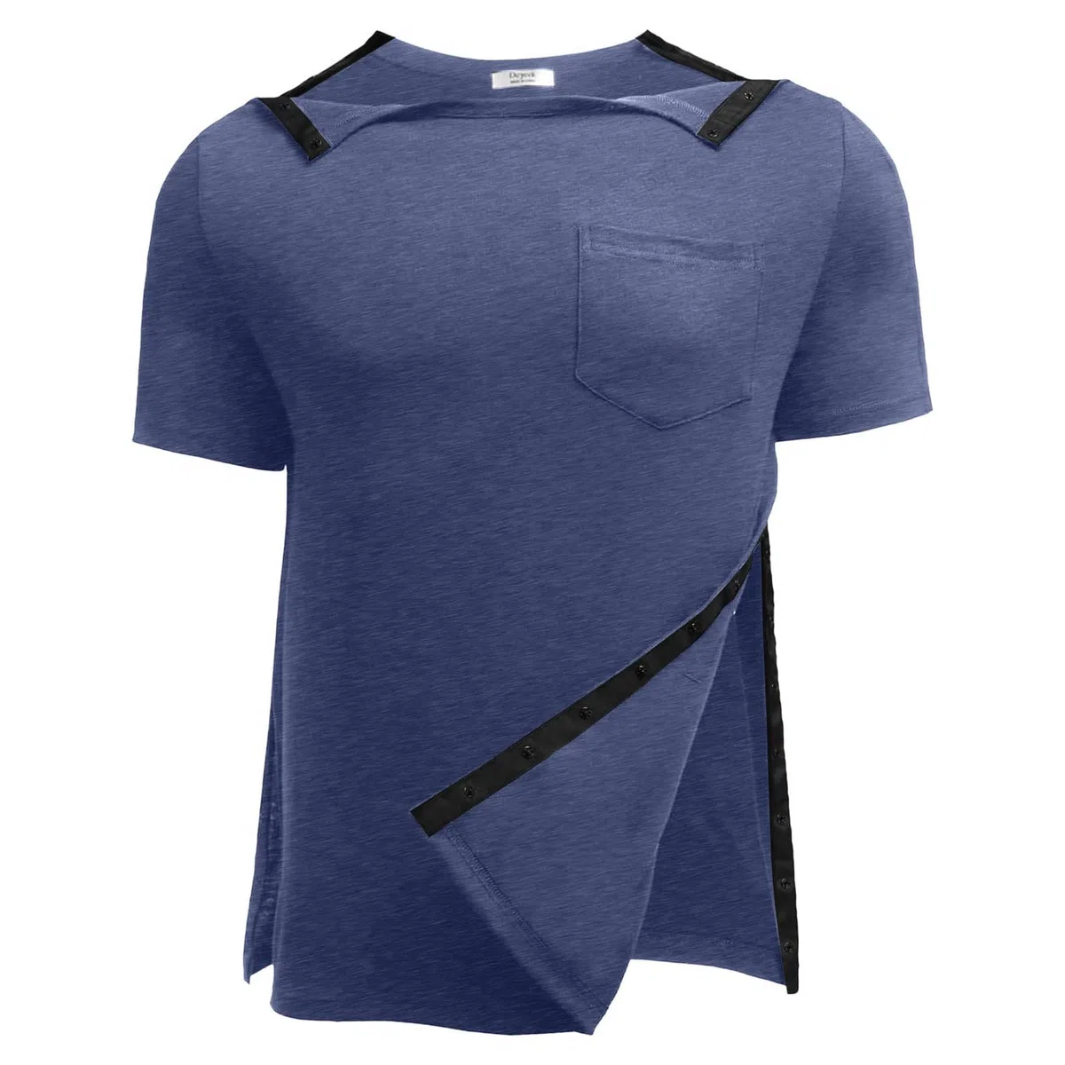 Generisch Camicia da uomo con schiena e spalle, recupero può strappare, manica corta, pulsante laterale aperto, abbigliamento dialisi
