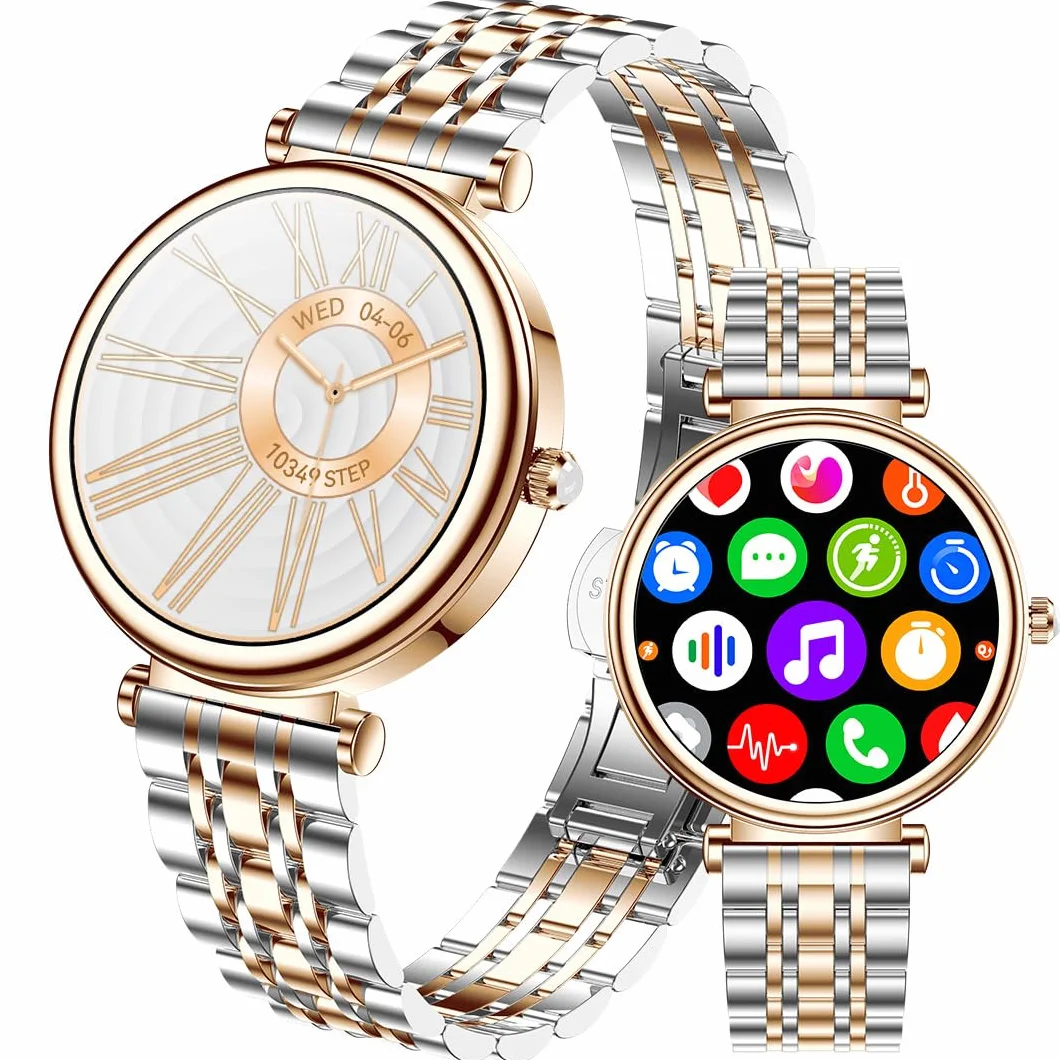 Smart Watch da donna con schermo a colori da 1,25 pollici, smartwatch da donna, impermeabile IP67, fitness tracker con cardiofrequenzimetro e monitoraggio del sonno, contapassi