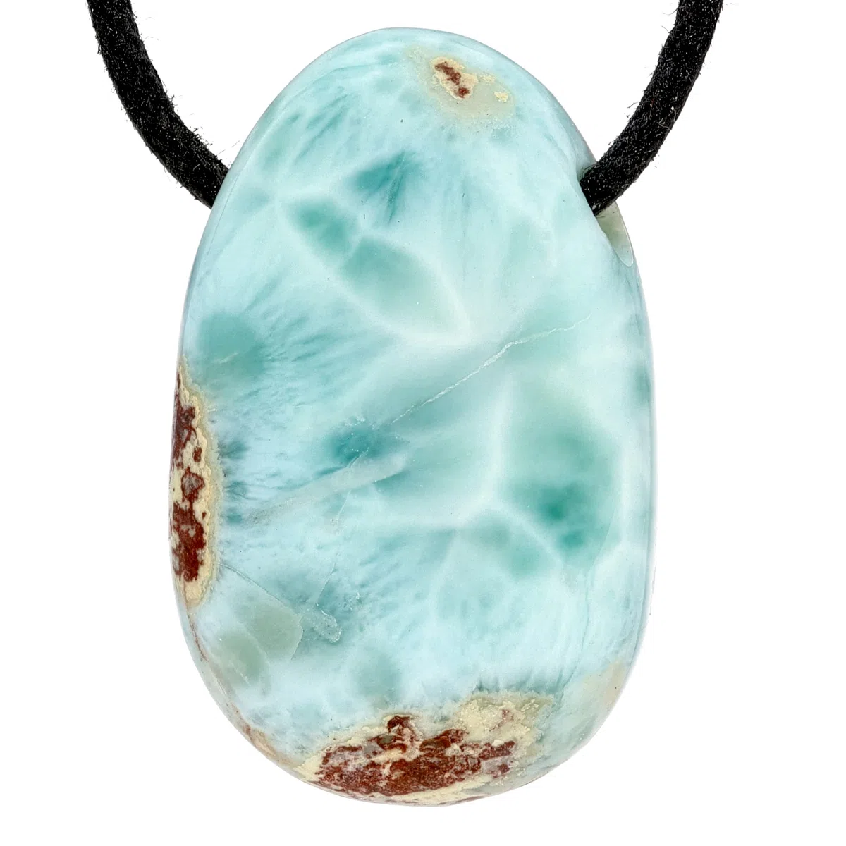 Lebensquelle Plus Larimar Ciondolo a goccia con inclusione | Ciondolo di pietre preziose forate con nastro di cotone, Pietra, Larimar