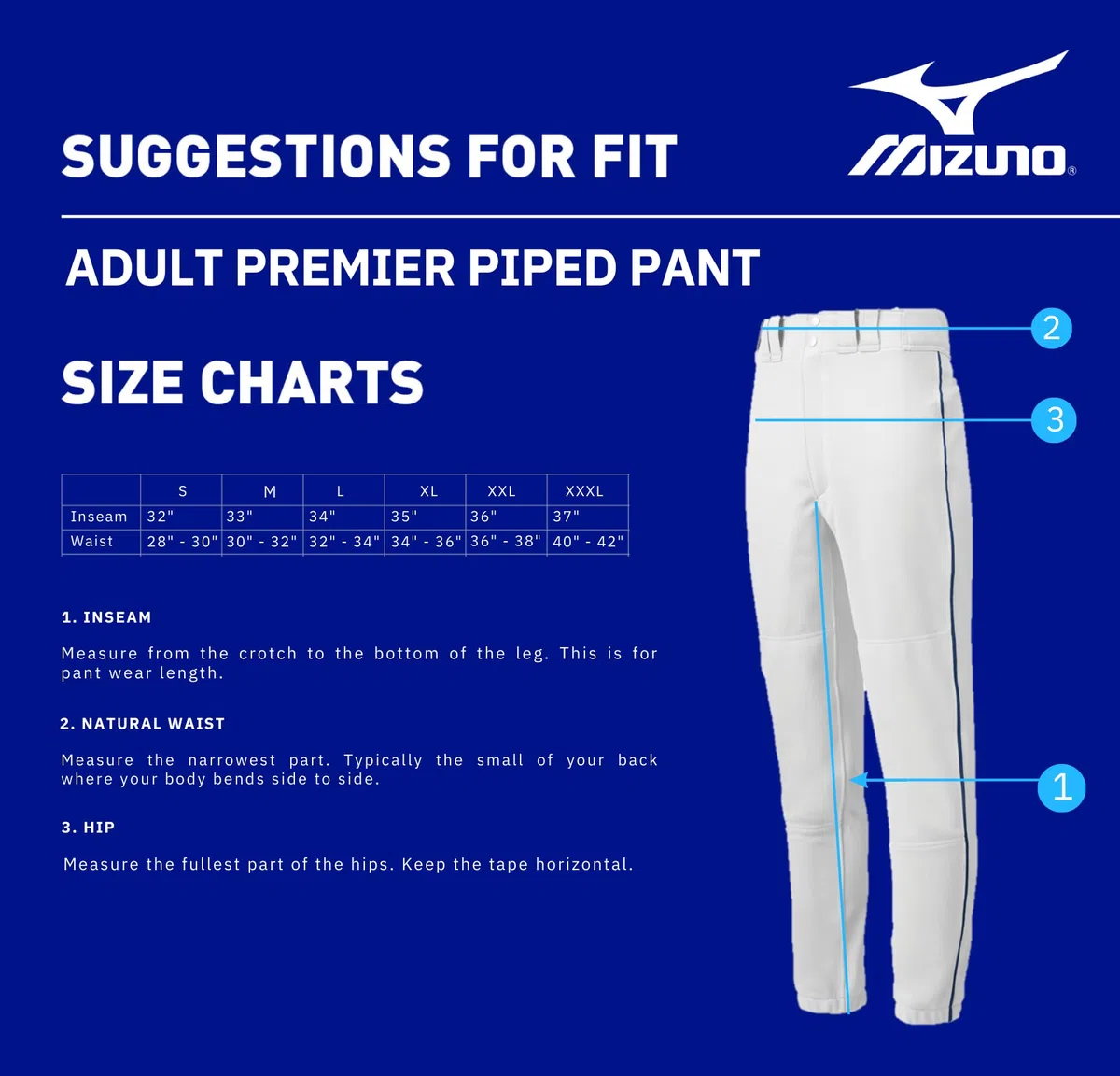 Mizuno - Pantaloni da Baseball Premier con tubazioni
