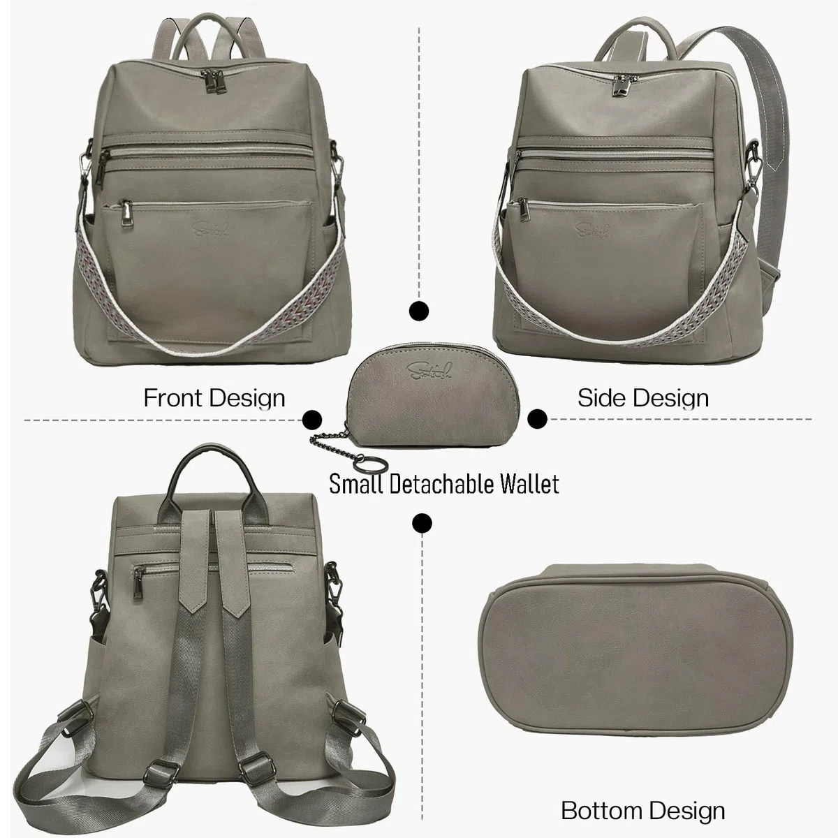 Donna Borse a Zaino Borsa a Zainetto Tracolla Zaini, Casual Daypack 2 in 1 Set Viaggio Impermeabile Antifurto per Lavoro Scuola Tracolla