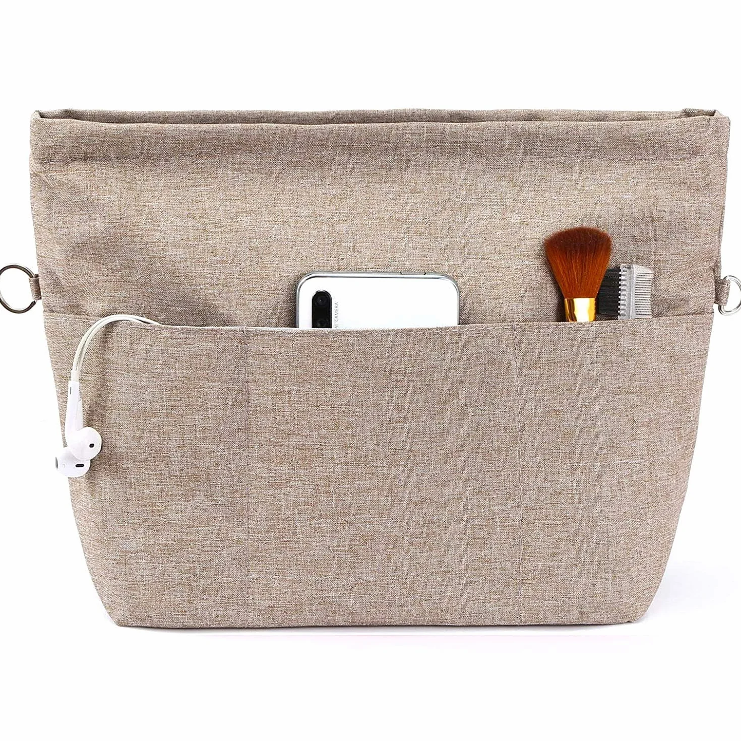 Yoillione Organizer Borsa Donna Marrone, Purse Insert Tote Bag Organizer per Borsa Interno, Impermeabile Oxford Organizzatore Borsa con Zip, XS