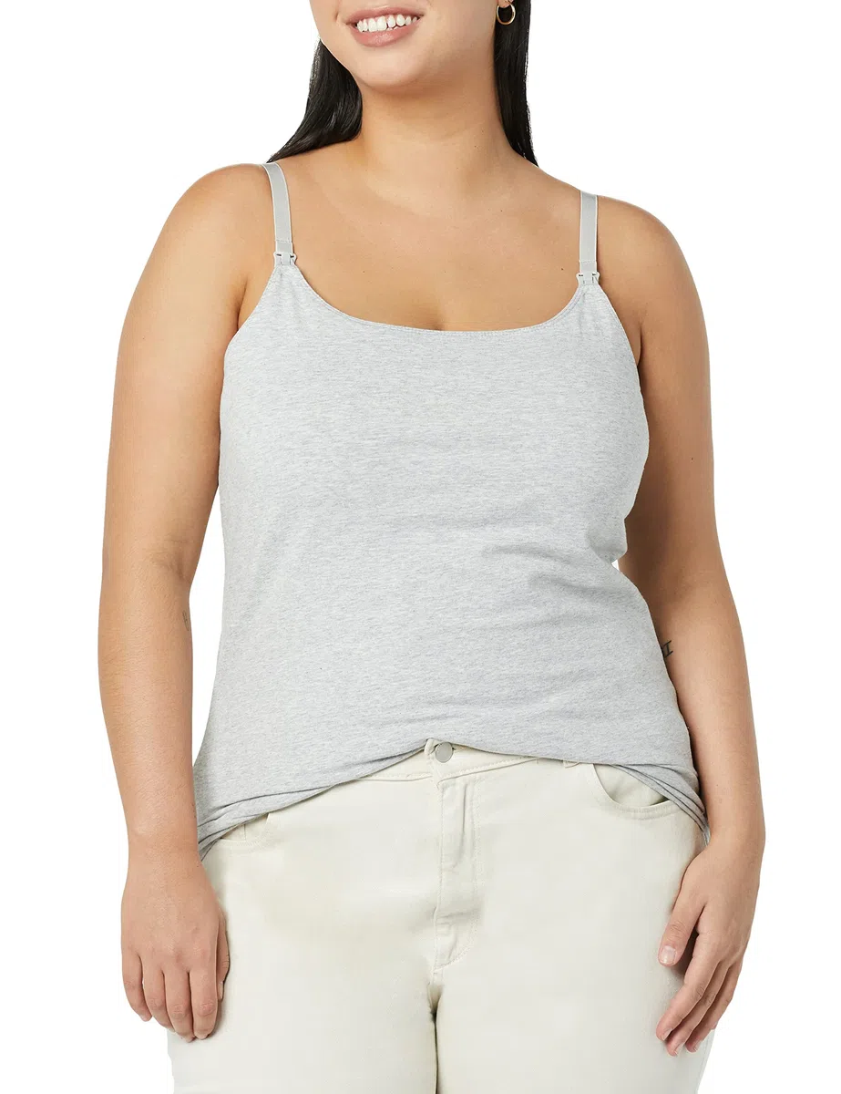 Amazon Essentials Donna Canotta Adatta per maternità E Allattamento con Spallini Regolabili E Reggiseno Integrato