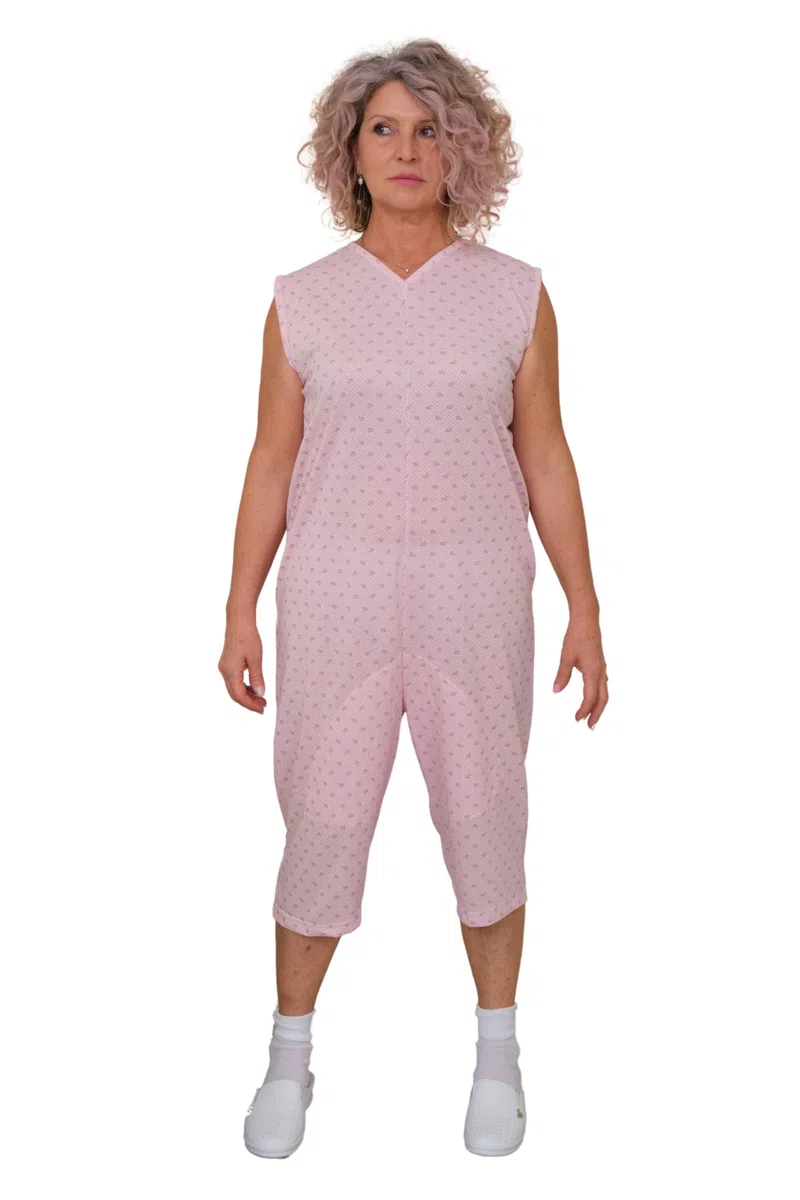 FERRUCCI COMFORT Pigiama Sanitario tutone Smanicato Estivo con Pantalone Corto - 9008/7 - Adatto agli Anziani - Realizzato in Italia