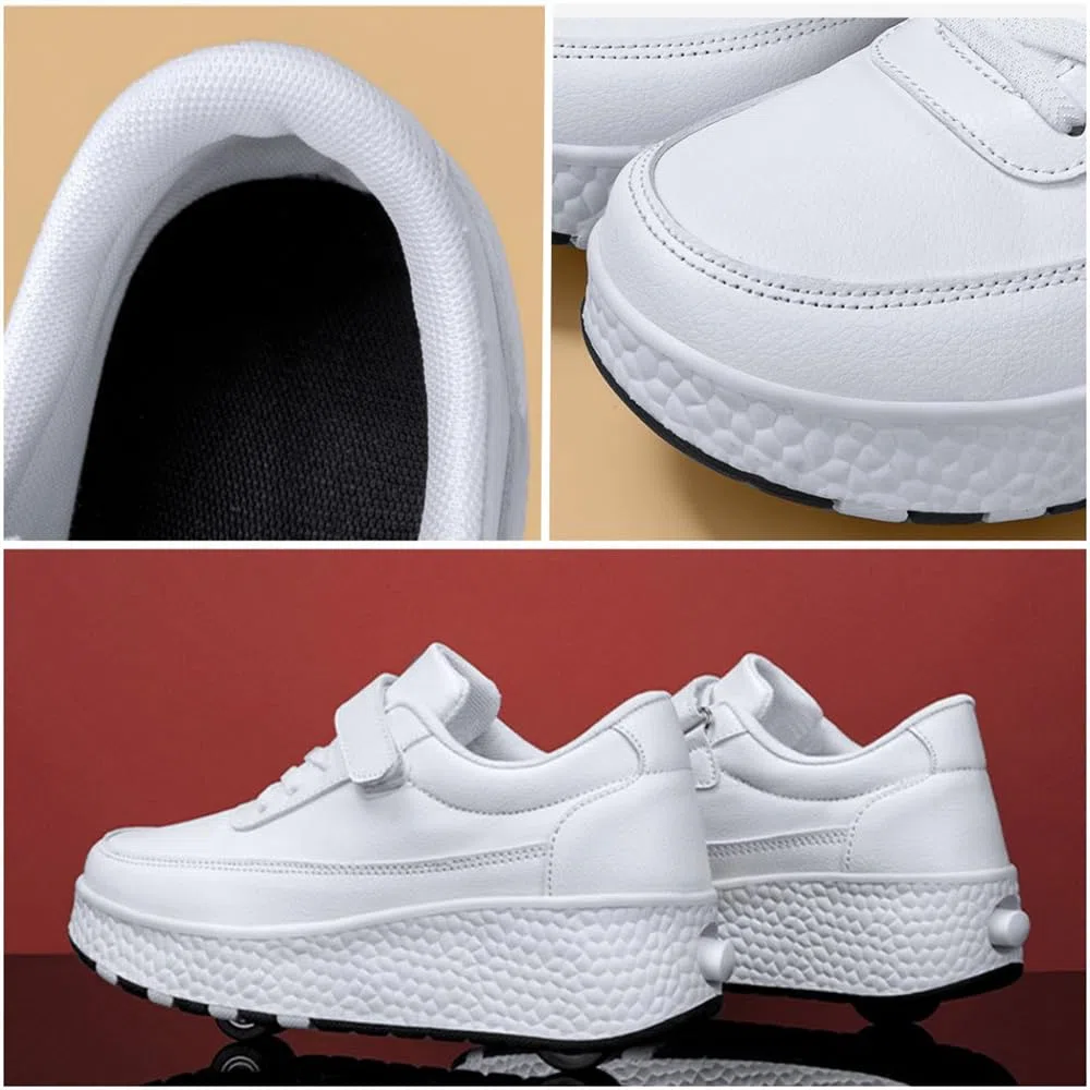 Mateju Scarpe con Rotelle Retrattile Bambina Bambino, 2 in 1 Sportive Scarpe da Skateboard Doppia Ruote Sneakers Suola Spessa Leggere Scarpe da Ginnastica da Pattini Multisport
