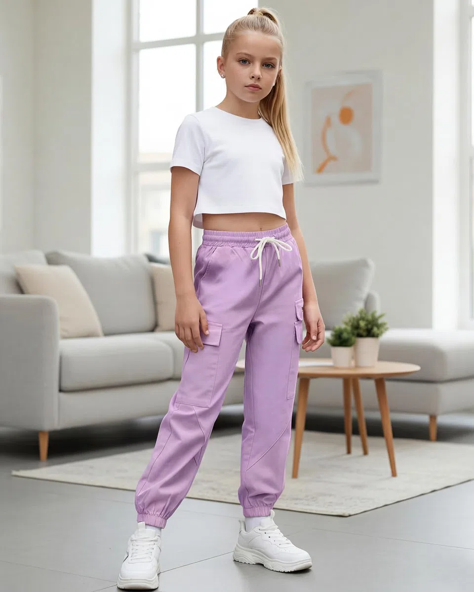 JiAmy Y2K - Pantaloni cargo da ragazza, stile streetwear, con tasche multiple, in cotone, a vita alta, stile hip hop, per danza e danza per bambini 5-14 anni