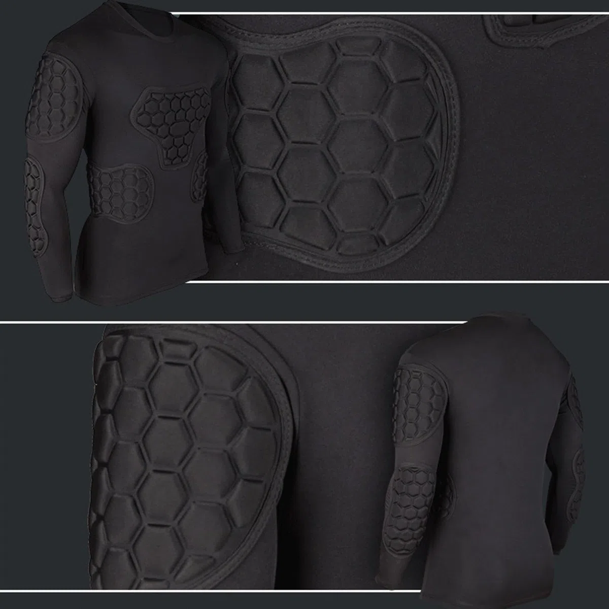 Maglia a compressione per portiere giovanile – abbigliamento sportivo resistente, abbigliamento protettivo da allenamento | tecnologia di imbottitura in EVA rinforzata, sistema di protezione cuscino