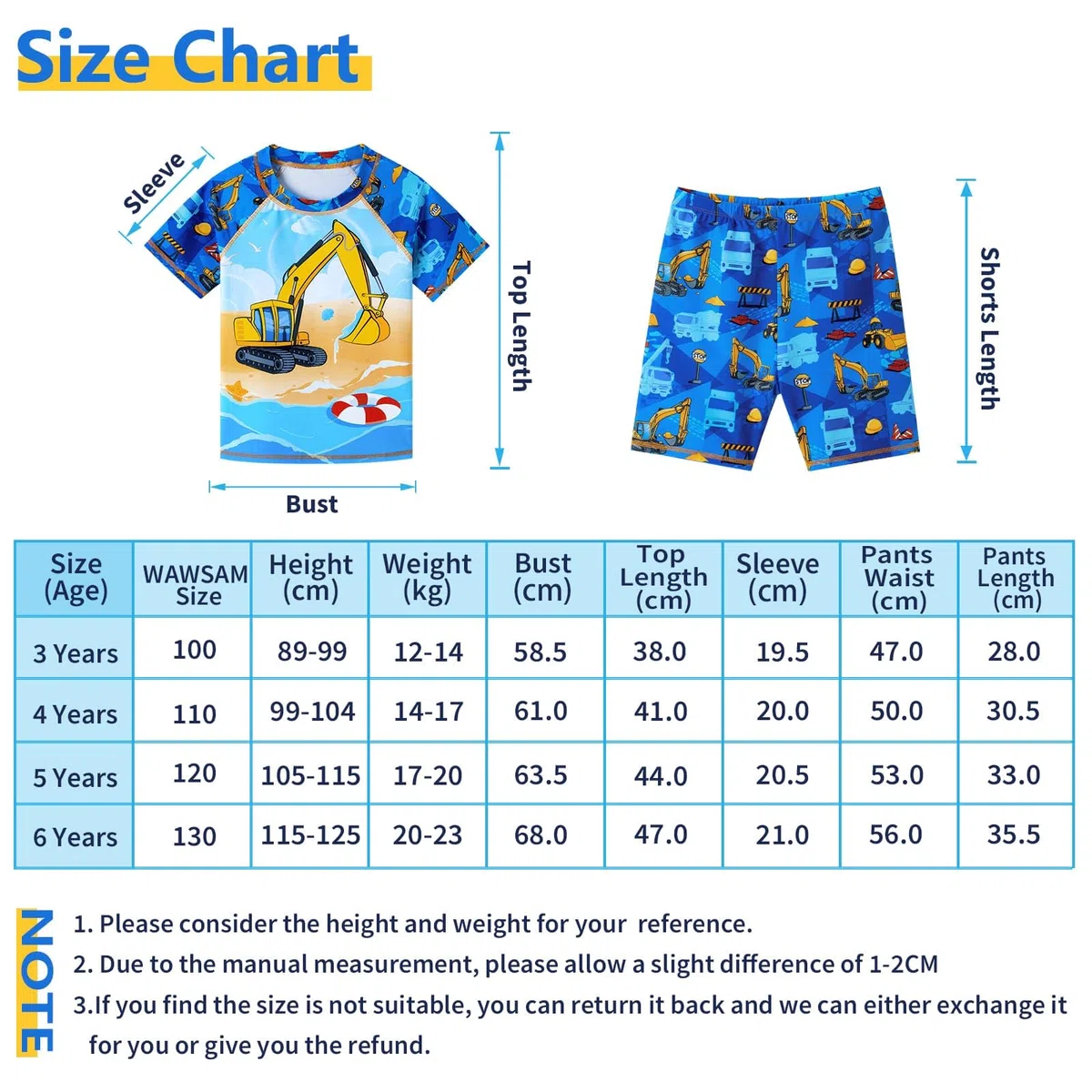 Costume da bagno per bambini composto da due pezzi UPF 50+ UV Proction Rash Guard e Trunk Costume da bagno
