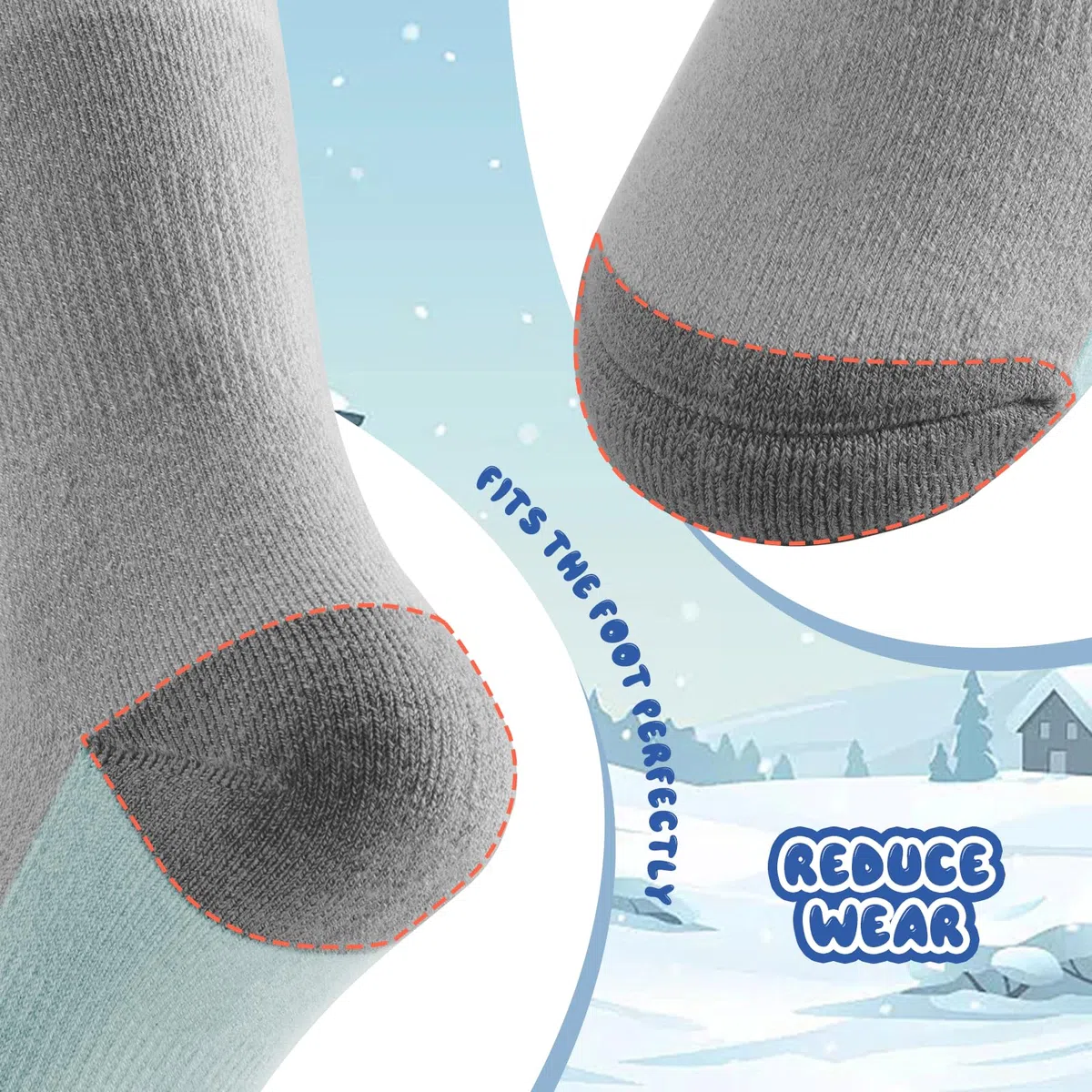 Calze da Sci Ragazzi, Calze Termiche Invernali, Calze da Neve a Compressione, Calzini al Ginocchio Morbido Caldo, Adatto per Neve Sci Snowboard Escursionismo, Dimensioni 25-36, 1 Paio