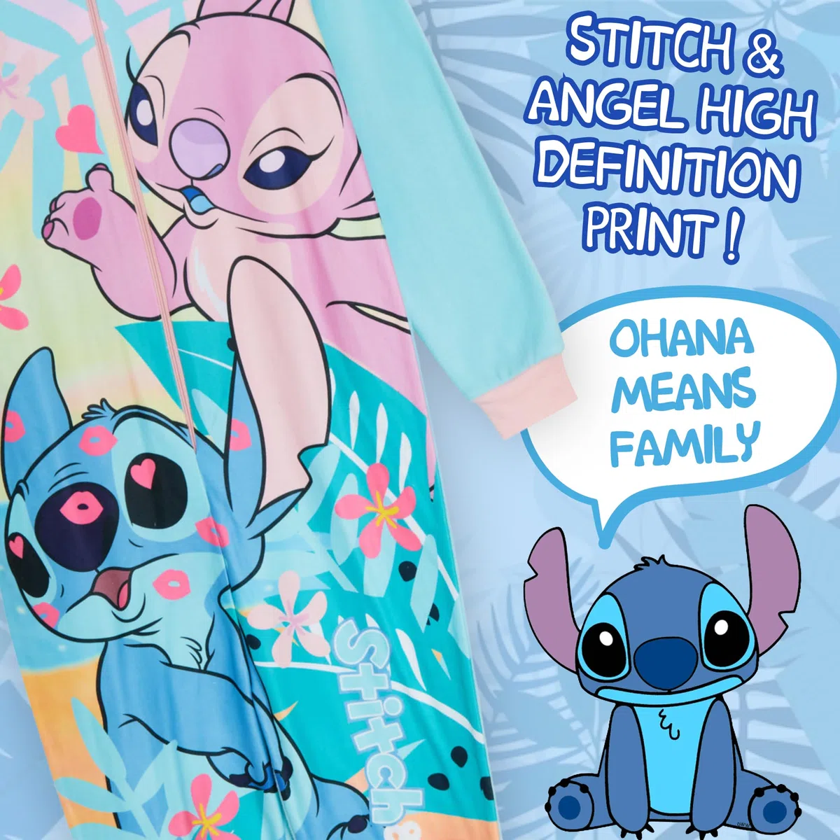 Disney Stitch and Angel Tutina per bambini All in One Pigiama per ragazze in pile Pjs Nightwear