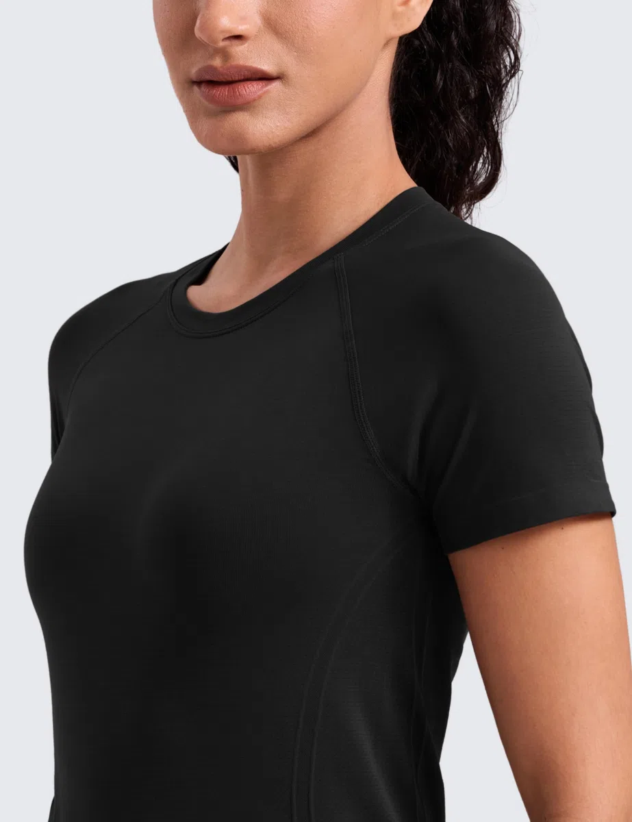 CRZ YOGA Seamless Top da Allenamento da Donna Manica Corta Atletica Tees Traspirante Gym Corsa Yoga