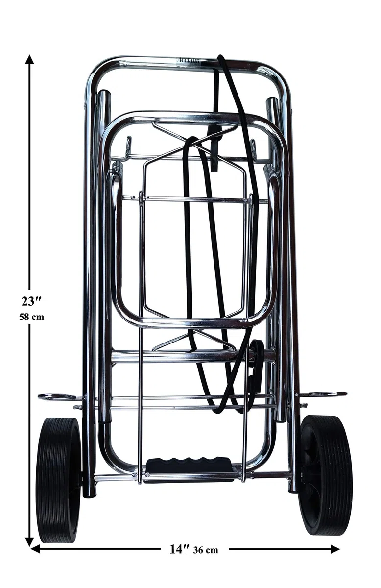 Acclaim Chrome Pieghevole Pieghevole Ciotole in Metallo Borsa Bagagli Carrello Carrello Carrello Maniglia Pieghevole Altezza 39"