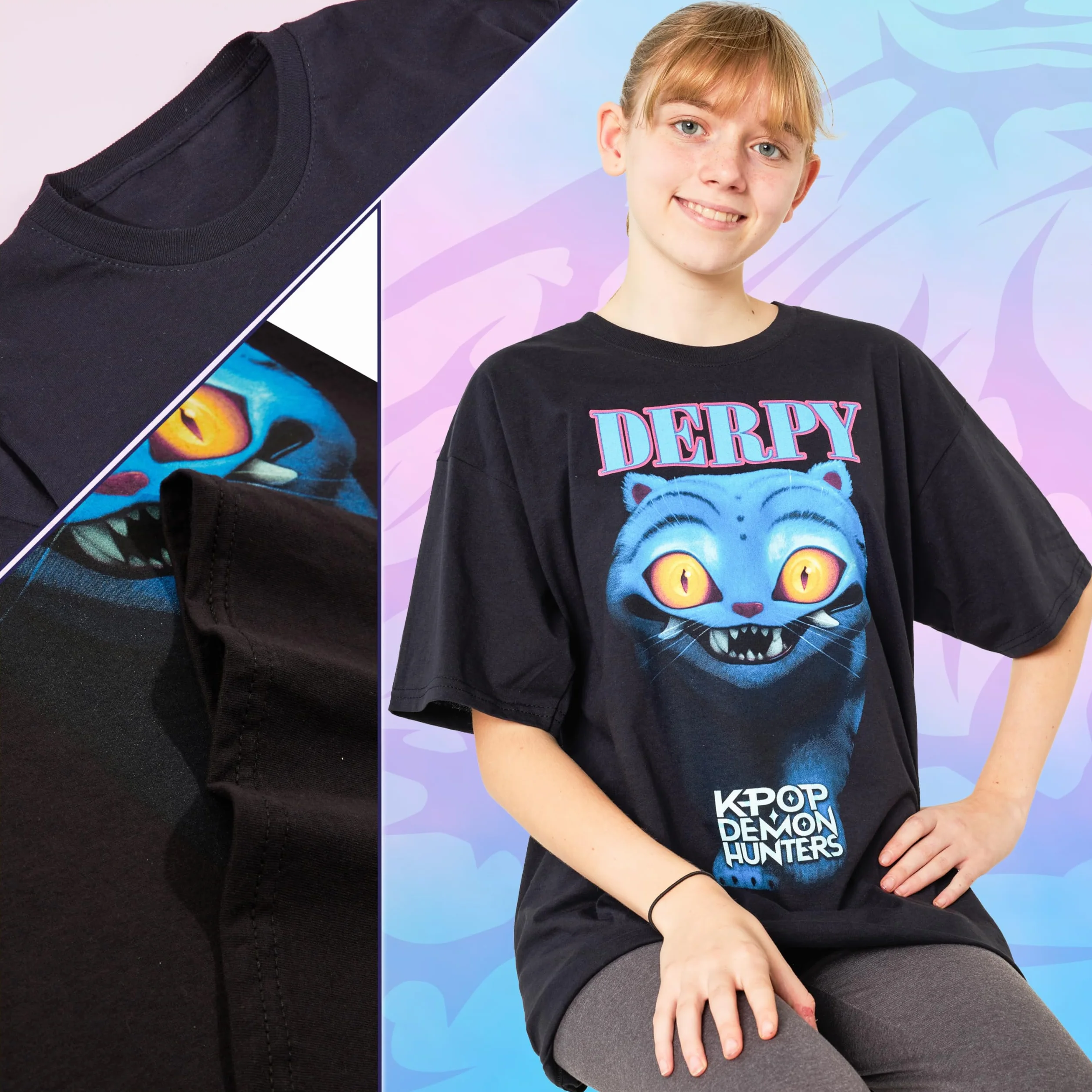 KPop Demon Hunters Ufficiale Maglietta Bambina e Adolescenti, Morbido Traspirante Girocollo Freddo T-Shirt, Regalo Ragazza
