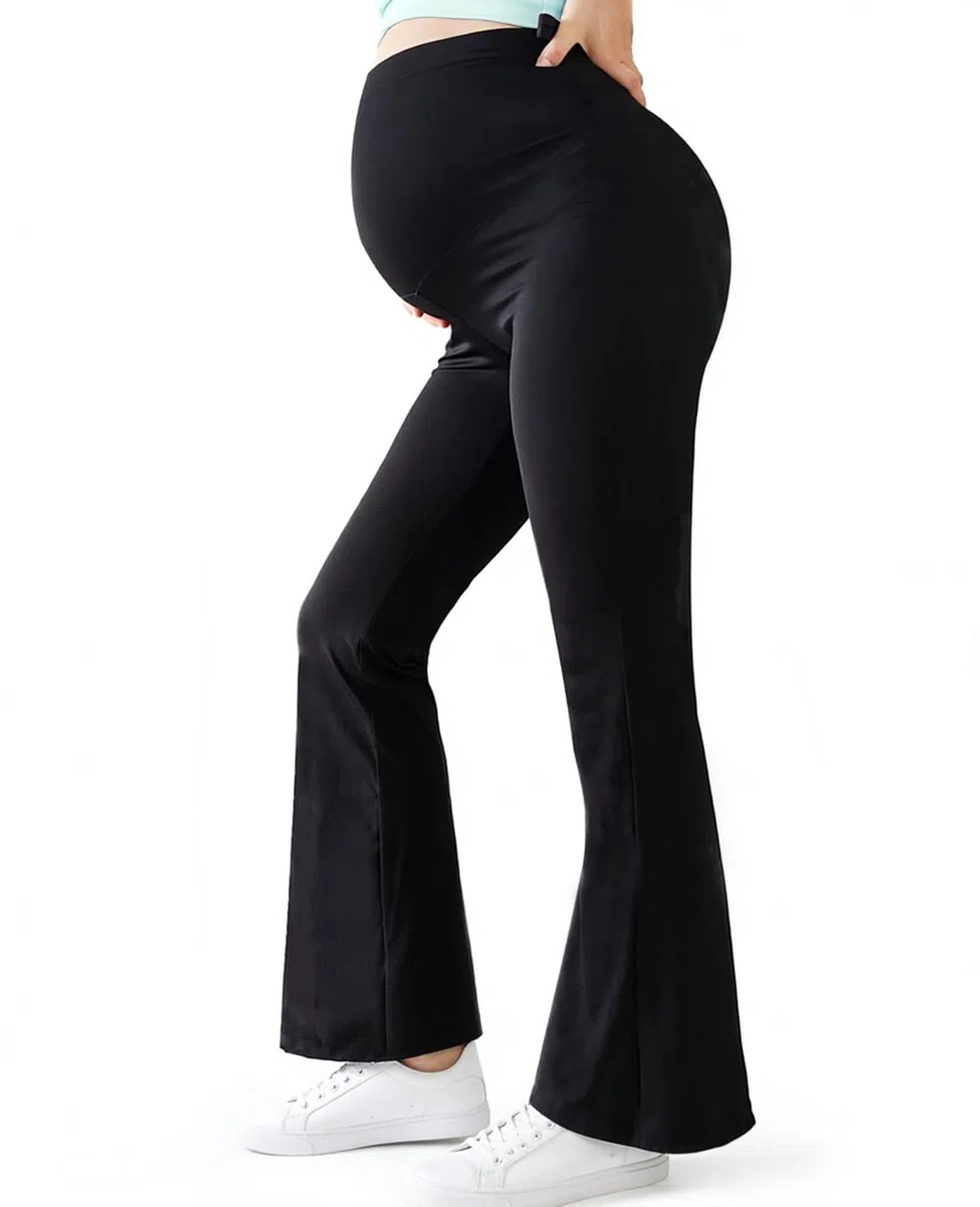 Alled Leggings Premaman sul Pancione, Leggings Premaman Morbidi e Burrosi Flare, Pantaloni Premaman da Donna Yoga Bootcut in Gravidanza per Lavoro Lounge Sportivi