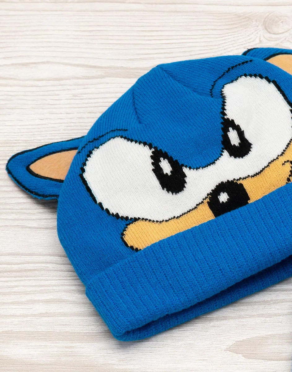 Sonic The Hedgehog Hat And Gloves Kids Blue Oregh Bered Beanie