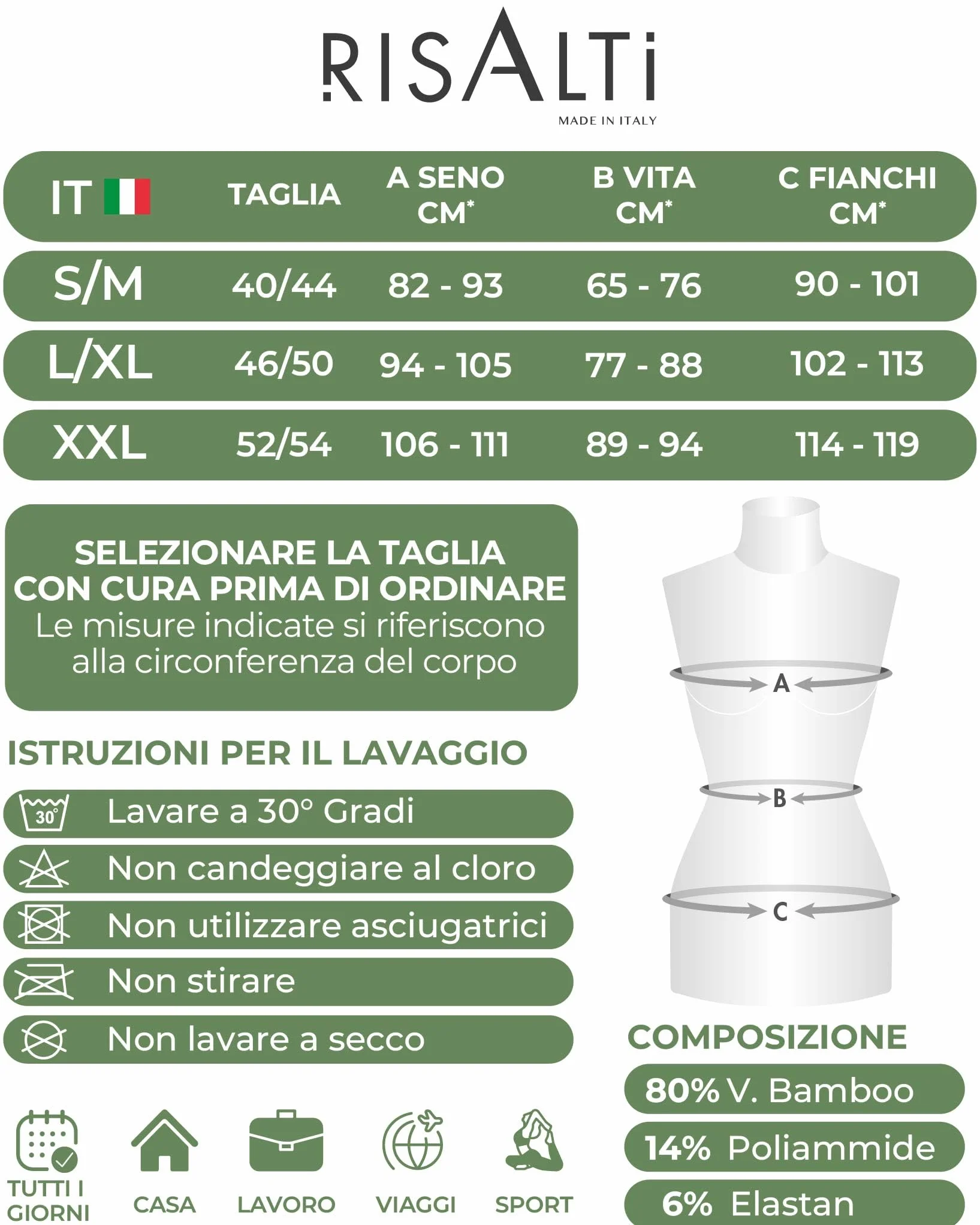 Risalti Canotta Donna Spalla Larga Bamboo 2 pz - Canottiera Donna Elegante Elasticizzata, Top Intimo Senza Cuciture ed Etichette più Morbido delle Canottiere Cotone, Caraco - Made in Italy