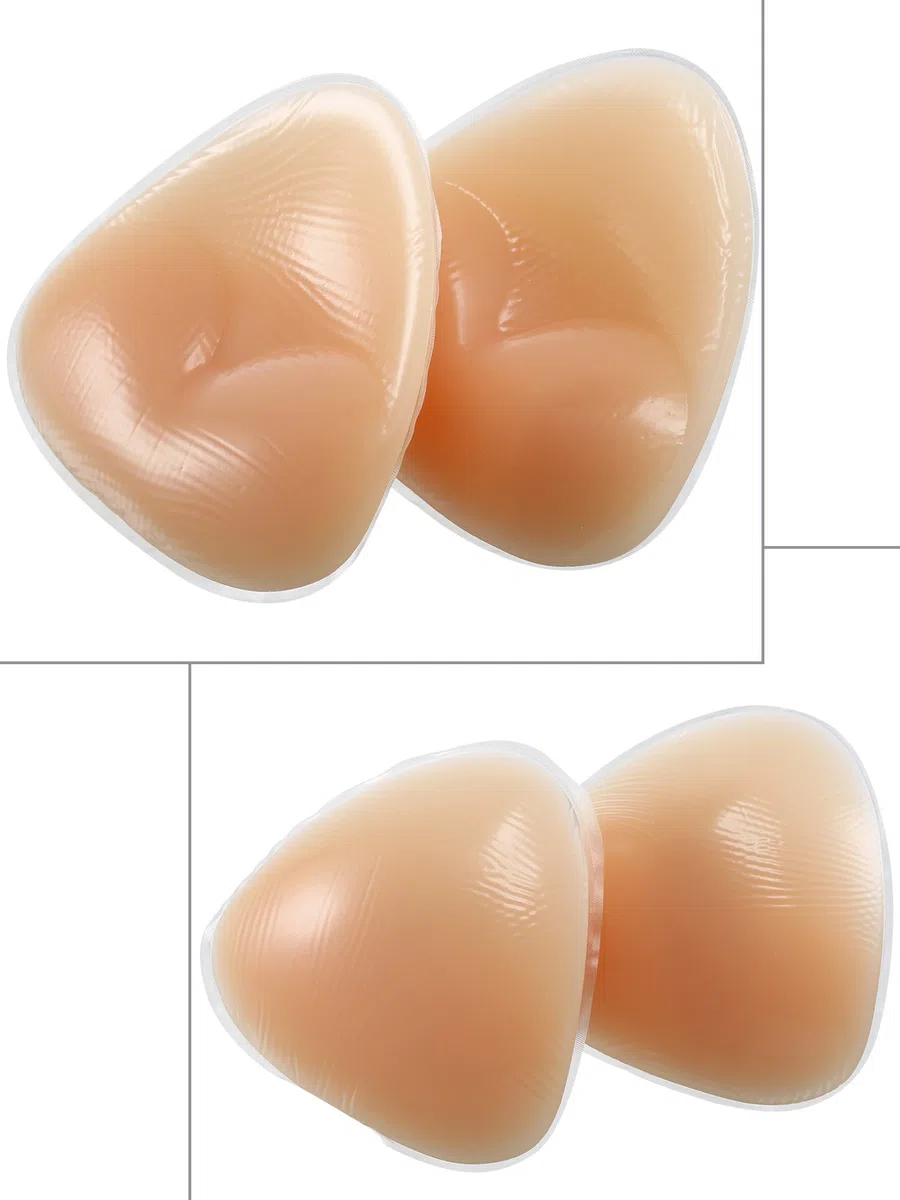 Hestya 2 Paia Bikini Imbottitura di Gel Silicone Inserti di Reggiseno Impermeabile Reggiseno Push UP Rinforzatore del Seno per Cup da A a D, Forma Triangolo (Nudo e Trasparente)