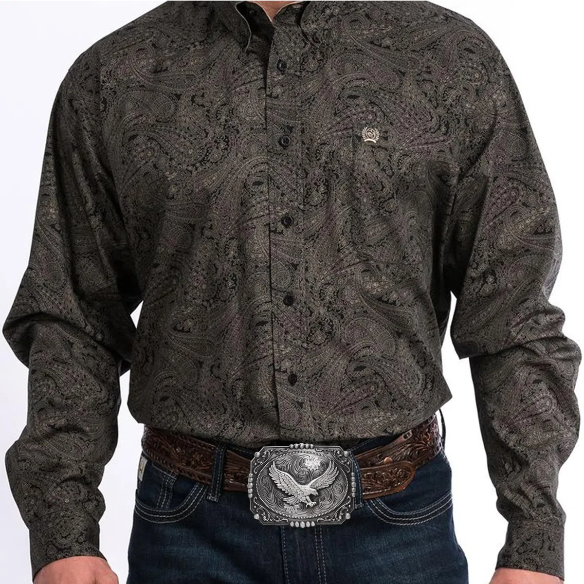 Fibbia per cintura occidentale da uomo, grandi fibbie per cintura con aquila dorata incisa, grande fibbia per cintura per cowboy rodeo
