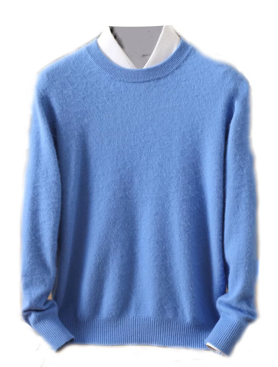 Rfmfkkg Maglione da Uomo in Cashmere Girocollo Tinta Unita Pullover Caldo Maglione Classico in Morbida Maglia