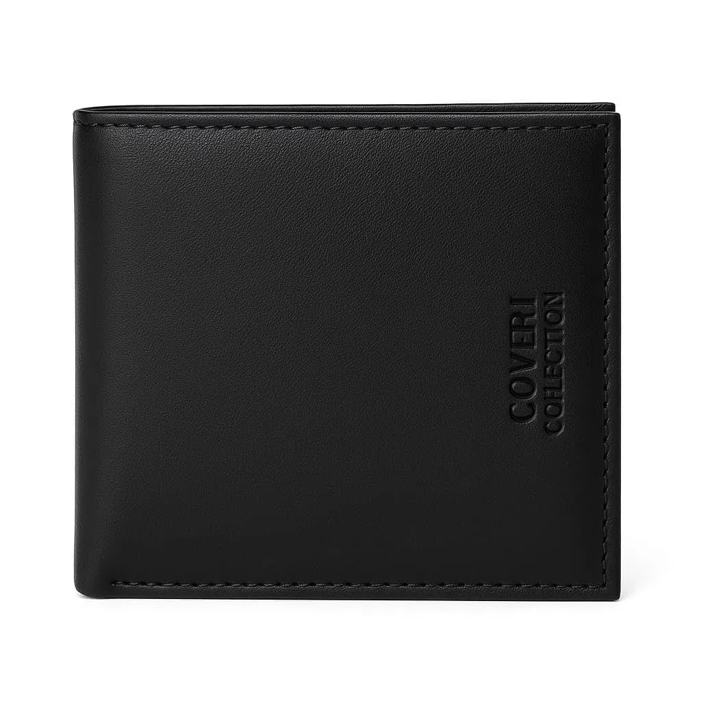 COVERI COLLECTION Portafoglio Uomo in Vera Pelle – Elegante e Resistente – Porta Carte, Documenti e Banconote – Confezione Regalo. (Nero)