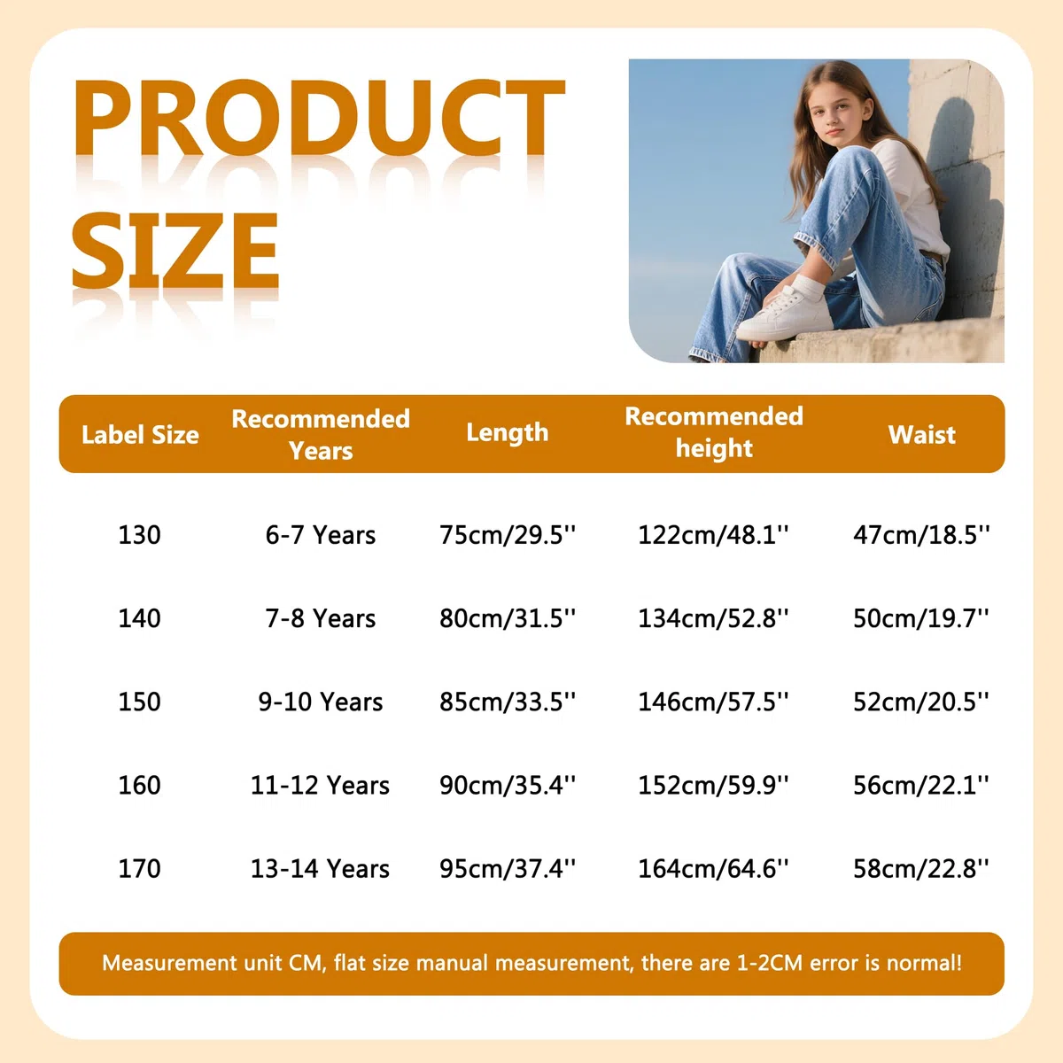 Jeans Ragazze, Baggy Loose Fit Morbidi Pantaloni con Elasticizzati Vita Lunghi Denimjeans Bambina Casual Gamba Larga Blu Denim Pants Versatile Moda Streetwear per Ragazza 6-14 Anni