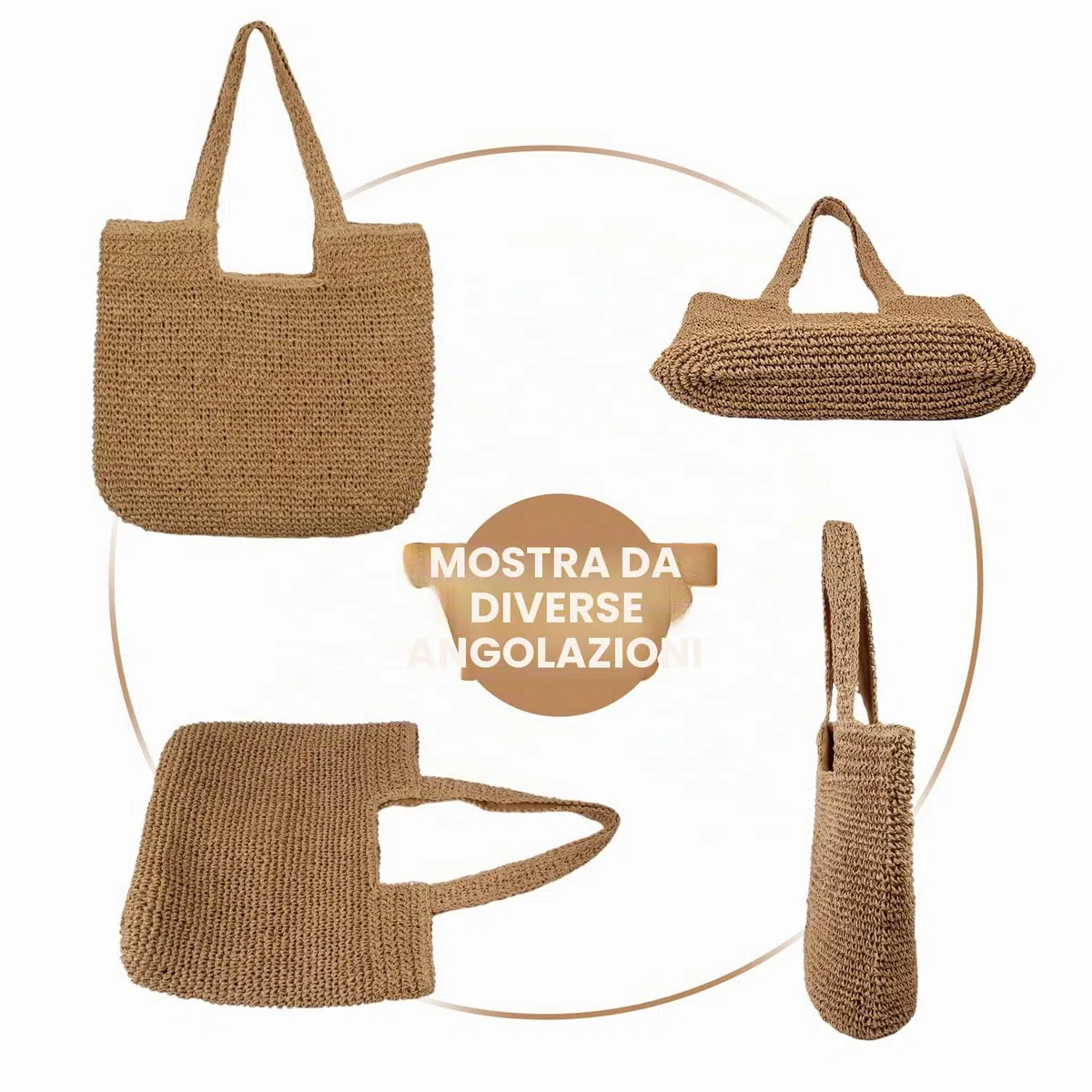 EVEOUT Borsa Tote in paglia intrecciato Donna Grande bohémien Borse a spalla in rafia per spiaggia vacanza l'Estate