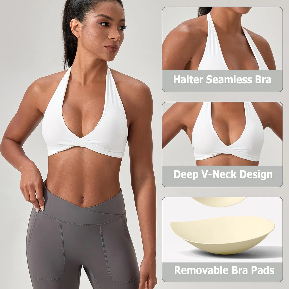 Reggiseno Sportivo Donna Push Up, Top Sportivo Donna Palestra Senza Ferretto con Imbottiture Rimovibili Traspirante per Fitness Yoga Corsa