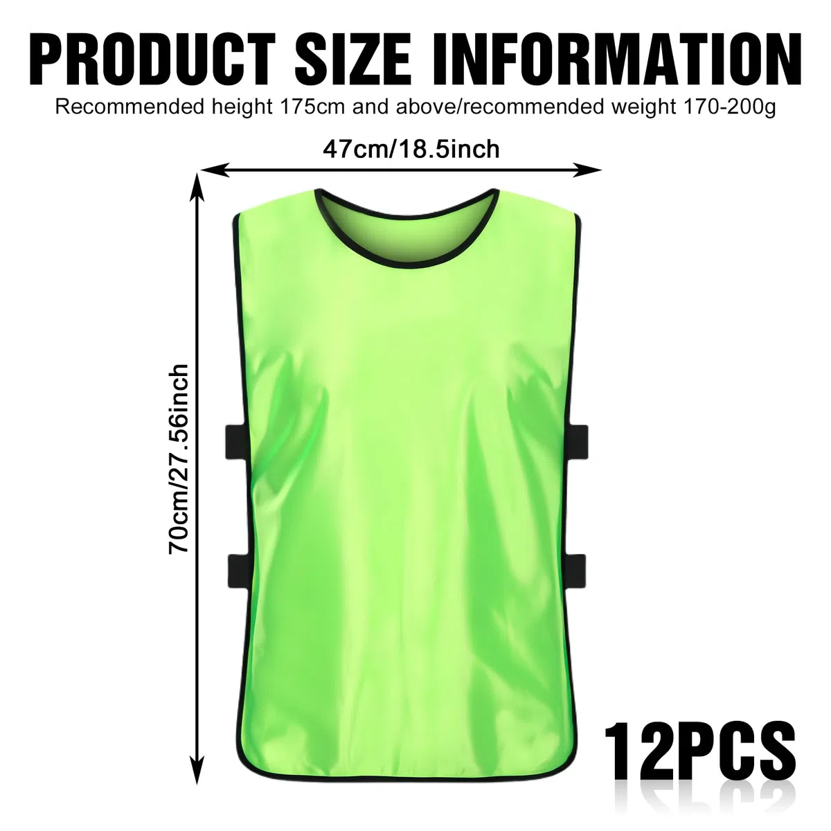 12 gilet da allenamento per calcio, per bambini e adulti, per allenamento di squadra, per uomini, donne, giovani, principianti, accessori per allenamento di calcio, 47 x 70 cm, verde, 47 x 70 cm