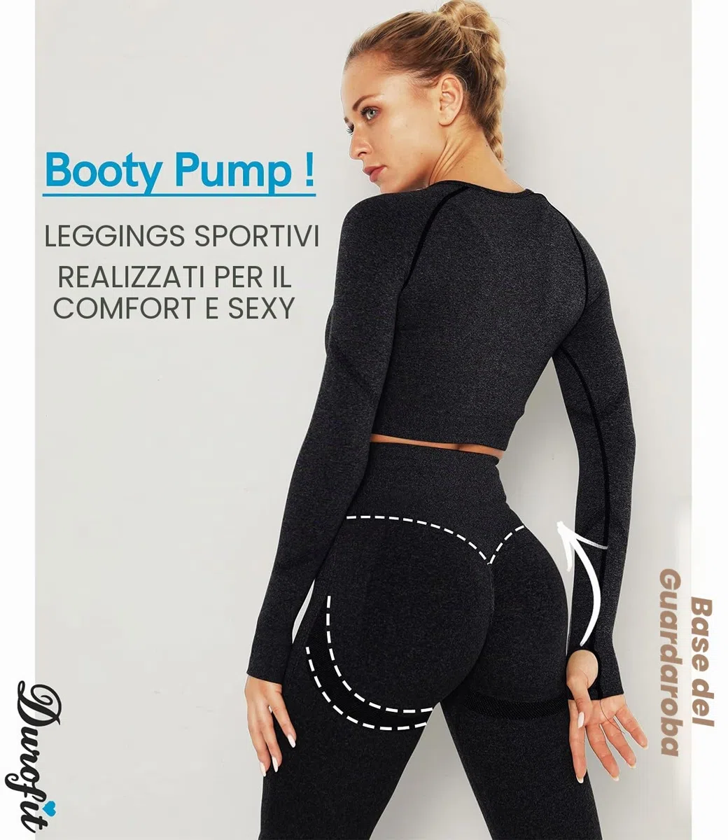 Leggins Donna Push up Leggings Sportivi Vita Alta Anticellulite Pantaloni Palestra per Fitness Yoga Pant