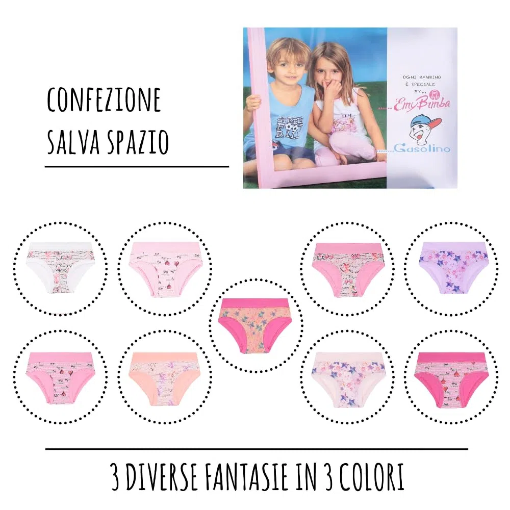 EMY Mutande Bambina Ragazza Cotone 9 Pezzi