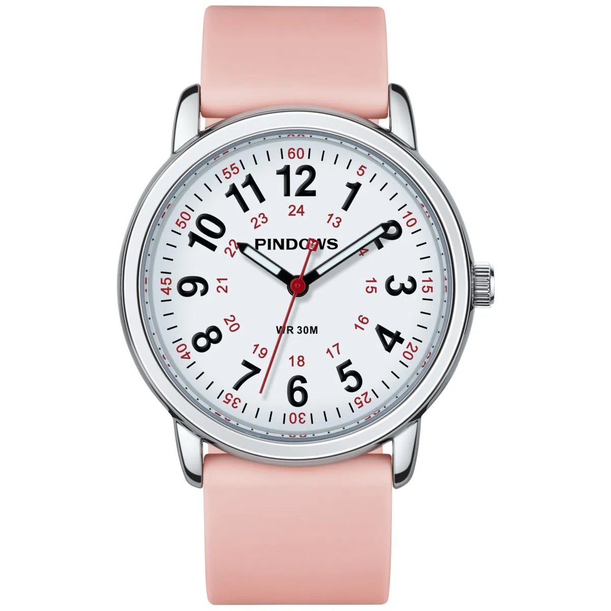 PINDOWS Orologi da polso analogici al quarzo da donna con cinturino in silicone per ragazze, signore, studentesse, facili da leggere, impermeabili.