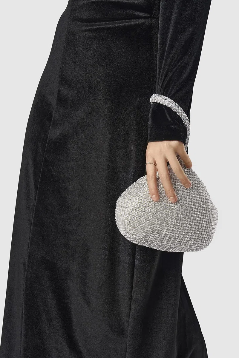 BABEYOND Pochette Donna Argento Strass Clutch Cerimonia Borsetta da Sera Elegante Borsa per Matrimonio Party Sposa