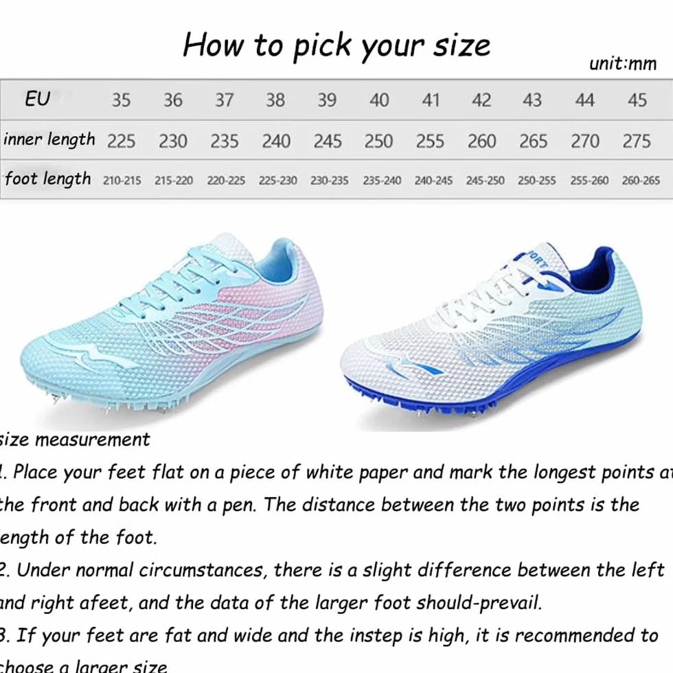 Scarpe da Atletica Leggera antiscivolo Unisex Scarpe da Atletica 8 Chiodi Spikes Tacchetti da Corsa Campestre Scarpe da Corsa Professionali da Competizione per Atletica,a media distanza,35-45 EU