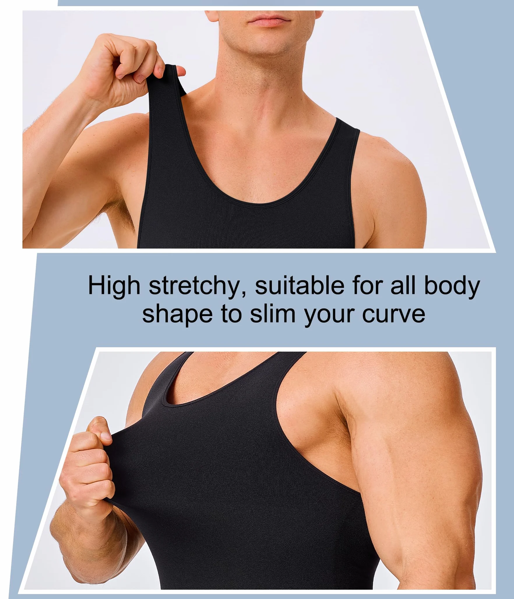 KUMAYES Compressione Uomo Shapewear Canottiere Contenitiva Snellente Intimo Modellante Dimagrante Senza Cuciture Fascia Pancia Sportivo Fitness Magliett