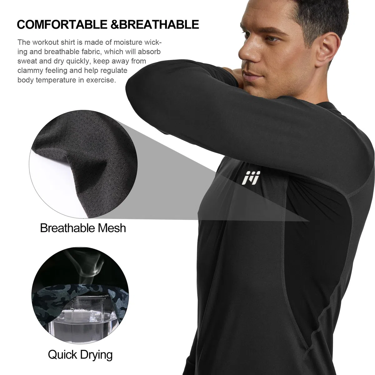 MEETWEE Set di Biancheria Intima Termica da Uomo, Maglia a Maniche Lunghe con Strato di Base Sportivo e Pantaloni ad Asciugatura Rapida, Tuta da Allenamento per Sci, Corsa ed Escursionismo