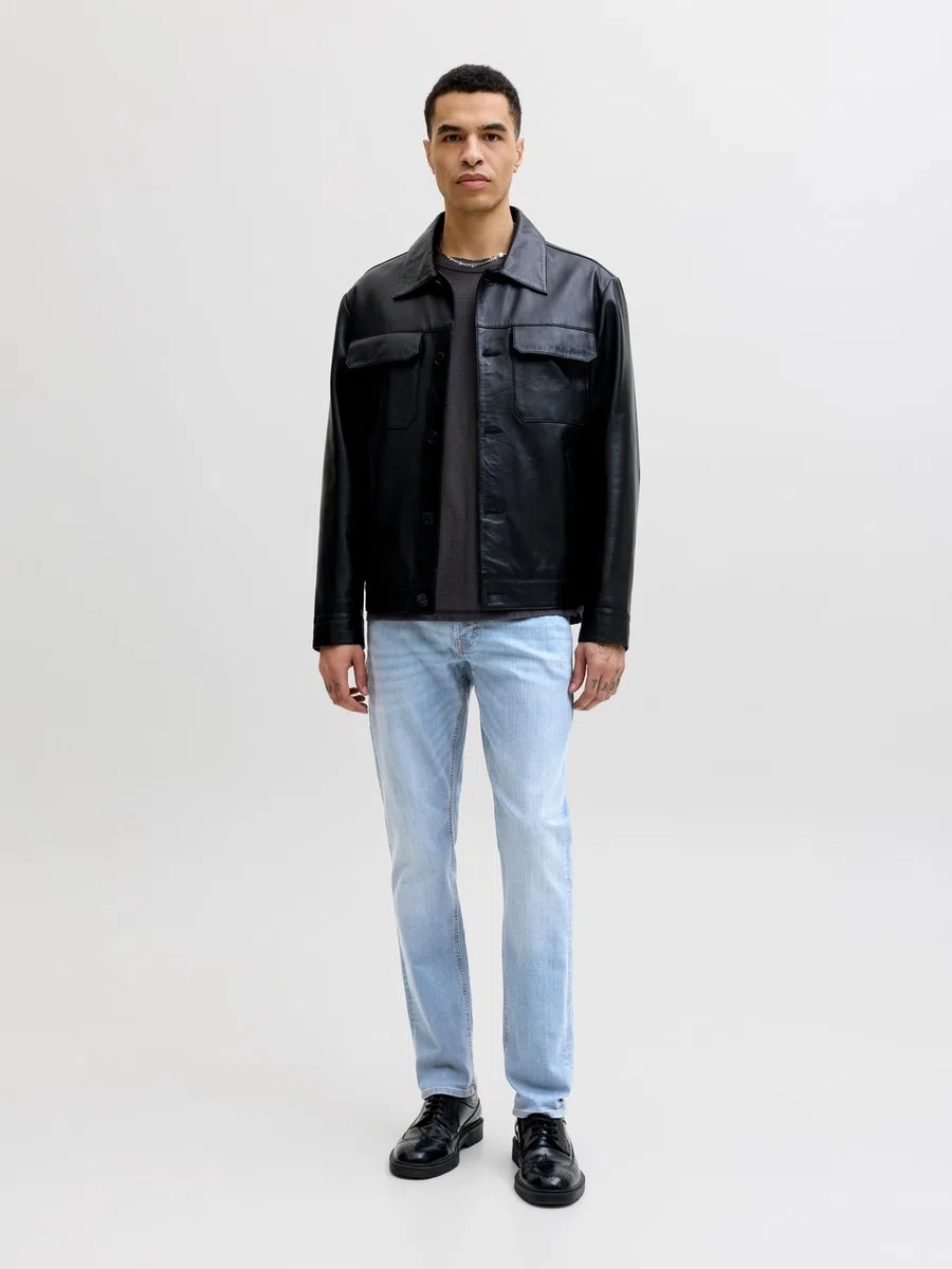 JACK & JONES Jeans Slim Lavaggio Chiaro, Elasticizzato, Vita Bassa e Stretto alla Caviglia.