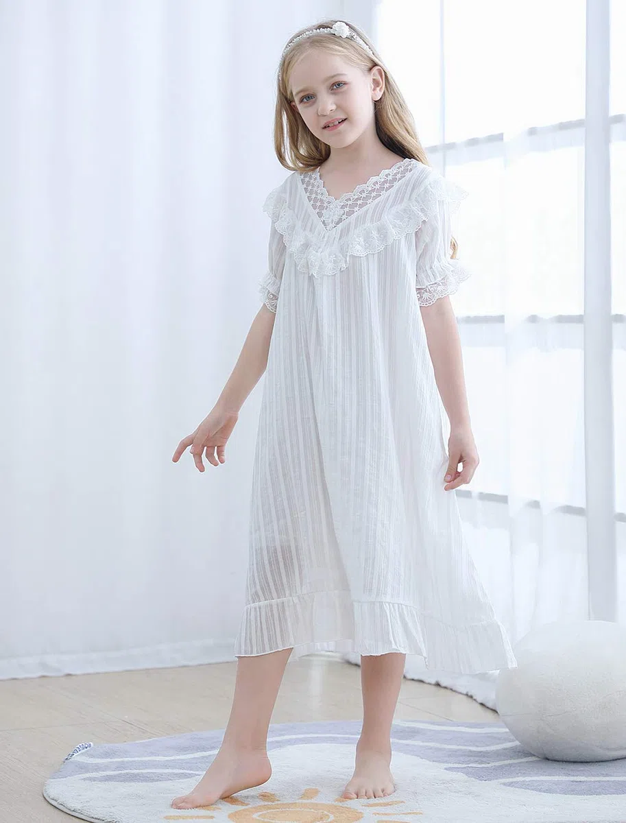 Camicia da notte vittoriana per bambine, vestito da notte da principessa, per bambine dai 3 ai 12 anni