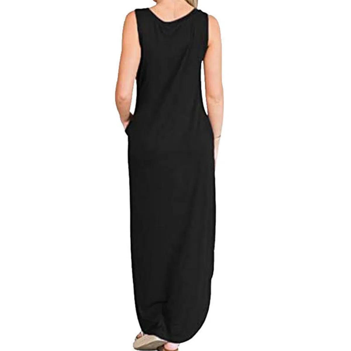 Vestito Donna Estate Elegante Maxi Canotta Abito Donna Estivo Lungo Abito Spiaggia Vestito Donna Sexy Casual Senza Maniche Maxi Vestito Gilet Abito con Tasche
