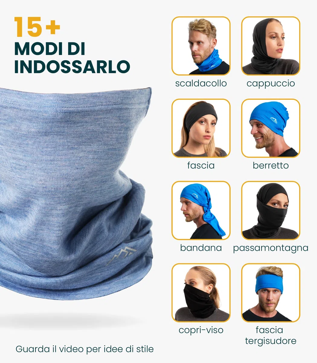 Merino.tech Scaldacollo Lana Merino - Foulard Uomo Lana Merino per Uomo e Donna