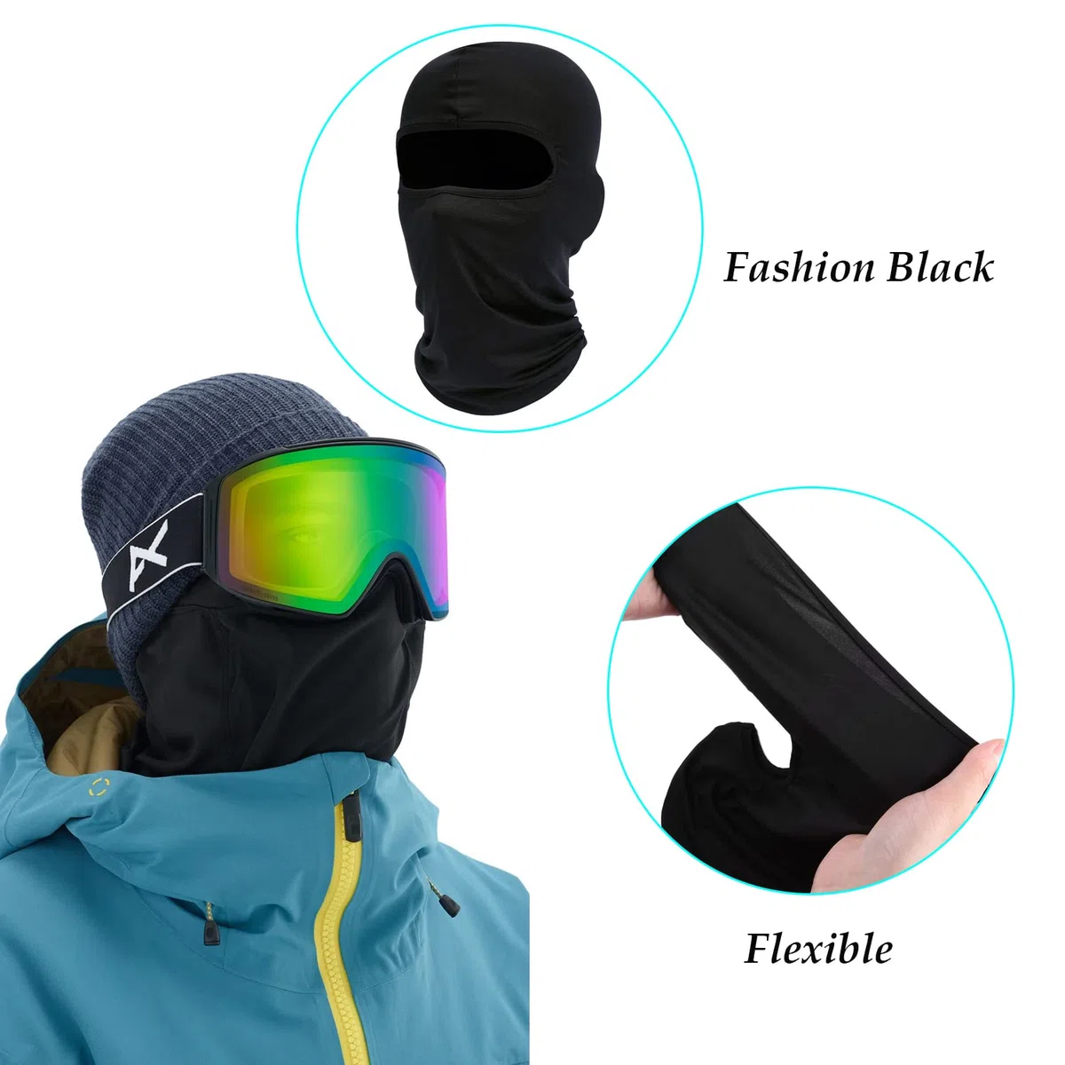 3 Pezzi Passamontagna Sci Balaclava Moto Maschera Morbido e Traspirante Unisex Sottile Tessuto Elastico Traspirante Antivento per Sport Ciclismo ed attività all’Aria Aperta Unisex
