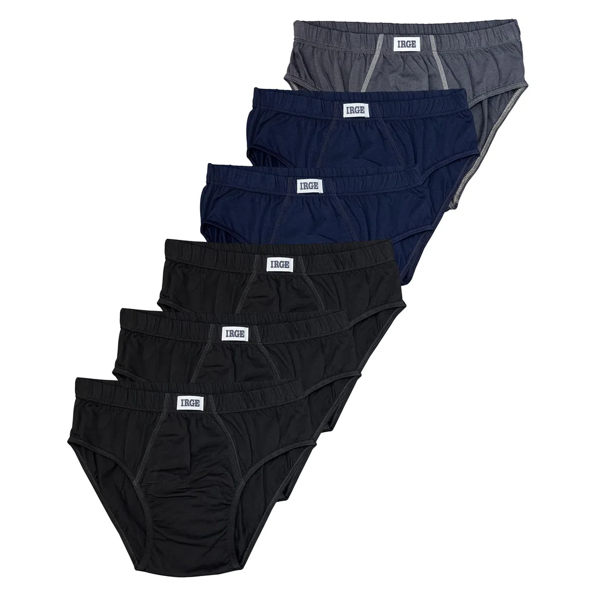 IRGE Slip Uomo in 100% Cotone, Mutande Uomo Traspiranti, Bianco o Colori Assortiti, Pacco da 6 o 12